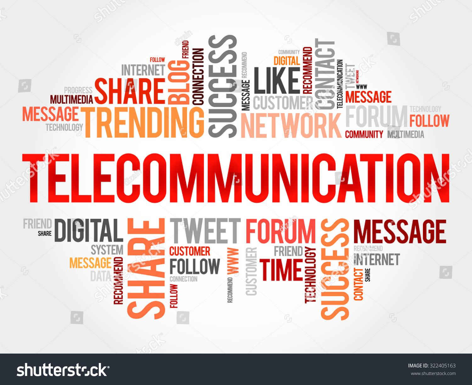 Telecommunication Word Cloud Business Concept Vector De Stock Libre