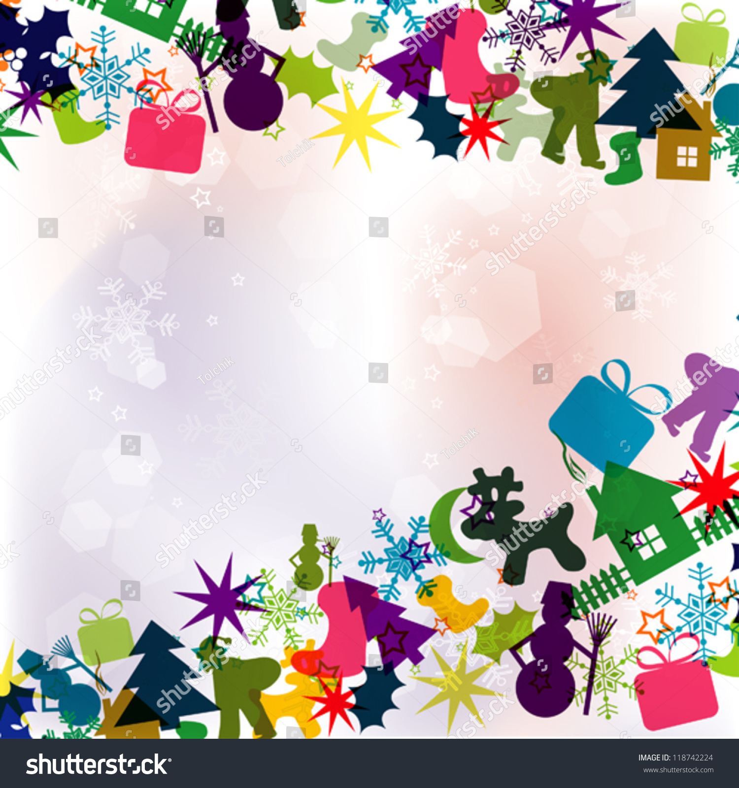 Template Christmas Greeting Card, Vector Illustration - 118742224 : Shutterstock