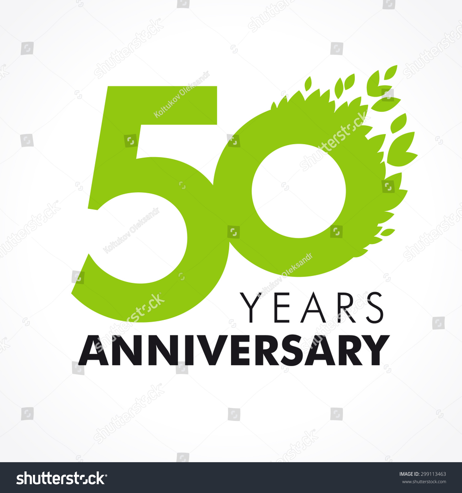 Template logo 50th anniversary as a number 5 with a green circle and leaves 50 anniversary leaves logo Template logo 50th anniversary as a number 5 with a green circle and leaves 50 anniversary leaves logo