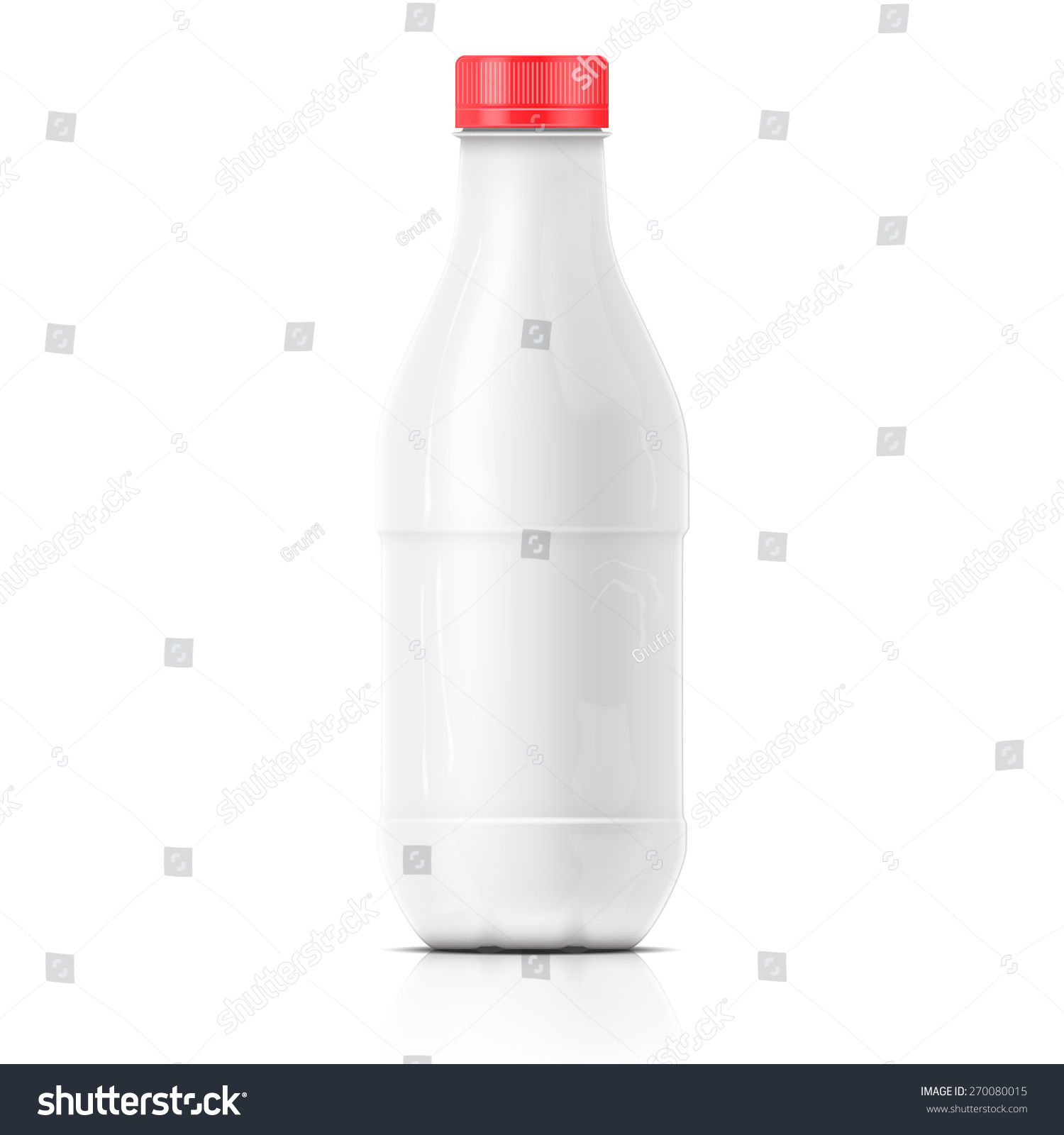 Template Of Plastic Blank Milk Bottle With Red Cap On White Background Packaging Collection Milk Bottle Label Template