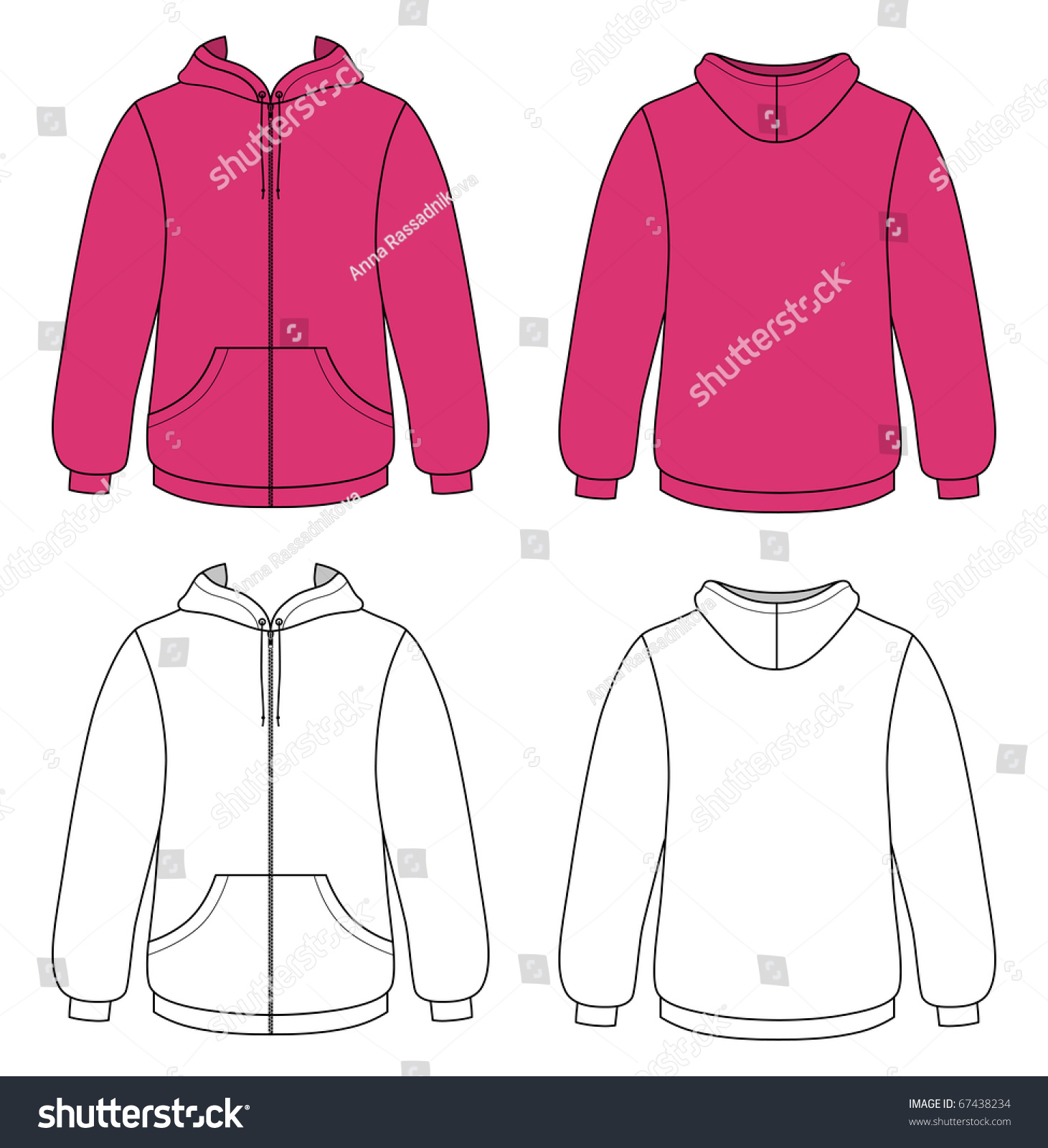Template Outline Illustration Of A Blank Hooded Sweater 67438234