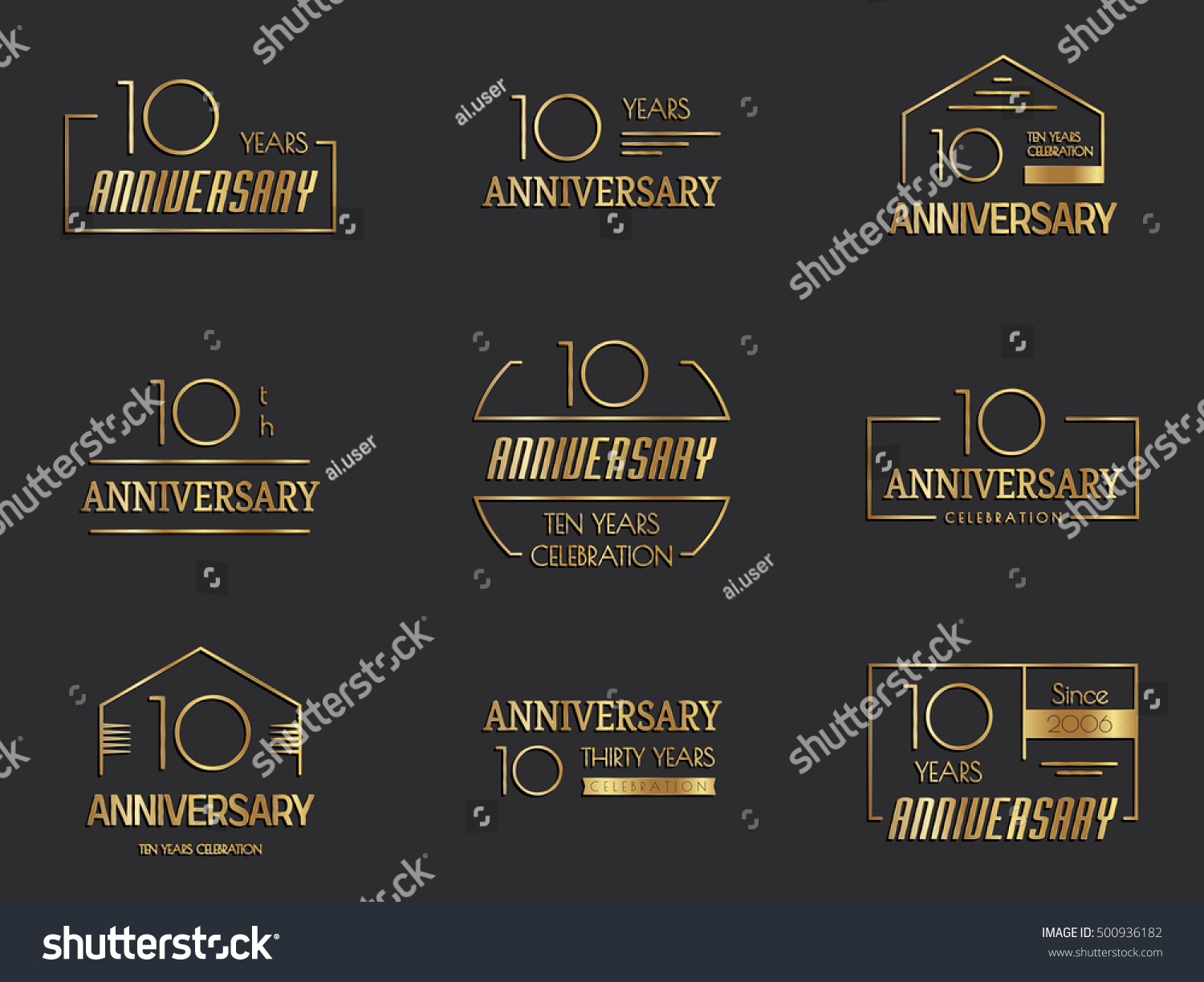 Ten Years Anniversary Celebration Logotype 10th Vector De Stock Libre