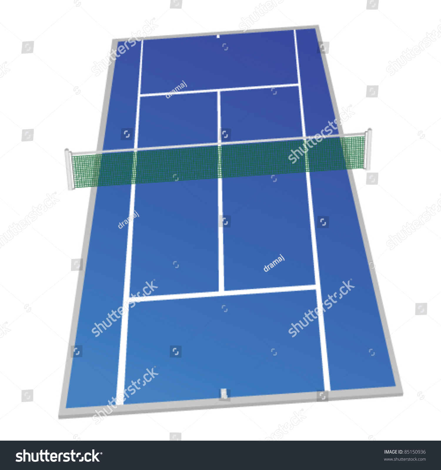 Tennis Court Blue Color Vector Illustration On White Background 