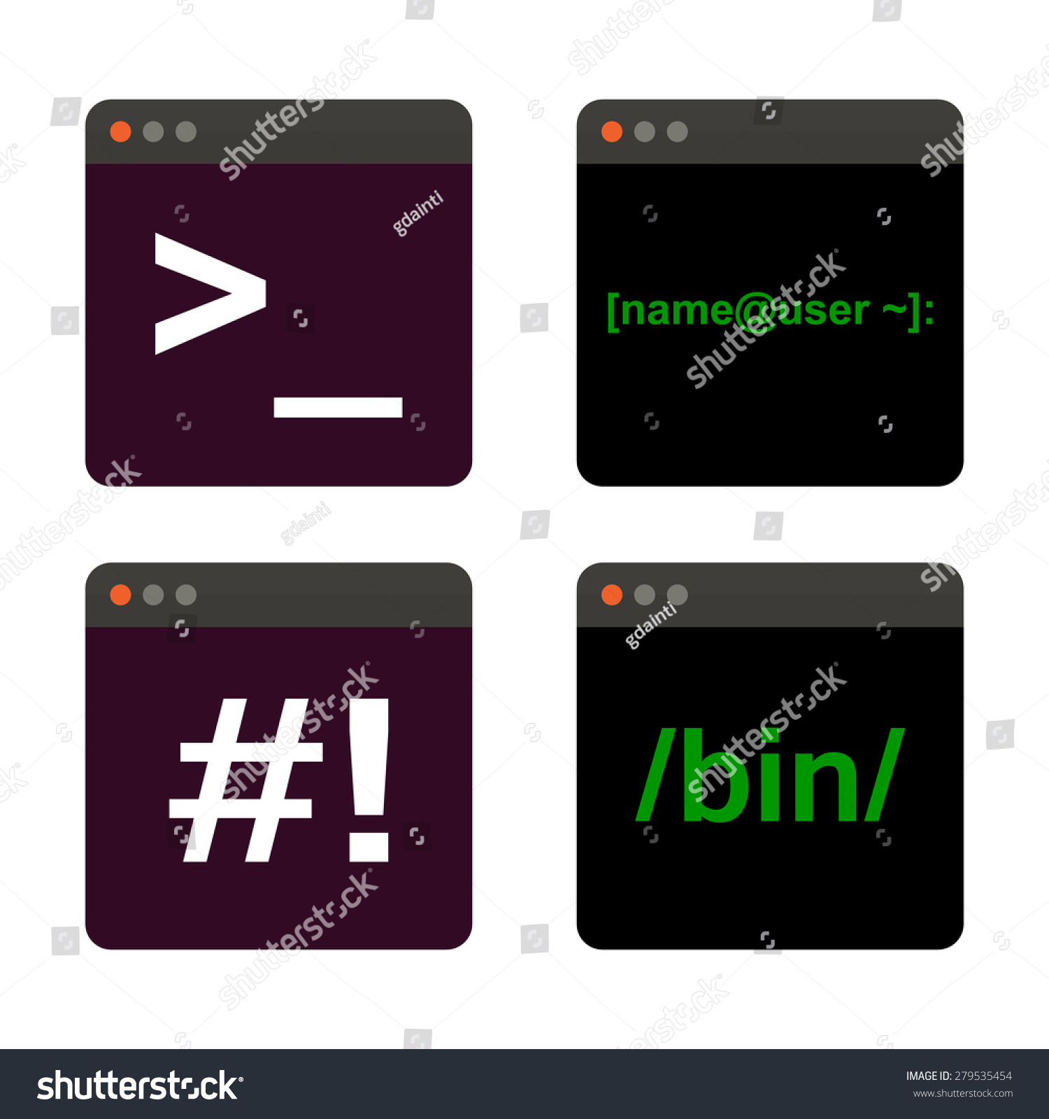 Terminal Startup Icon Set Direct Access Stock Vector 279535454