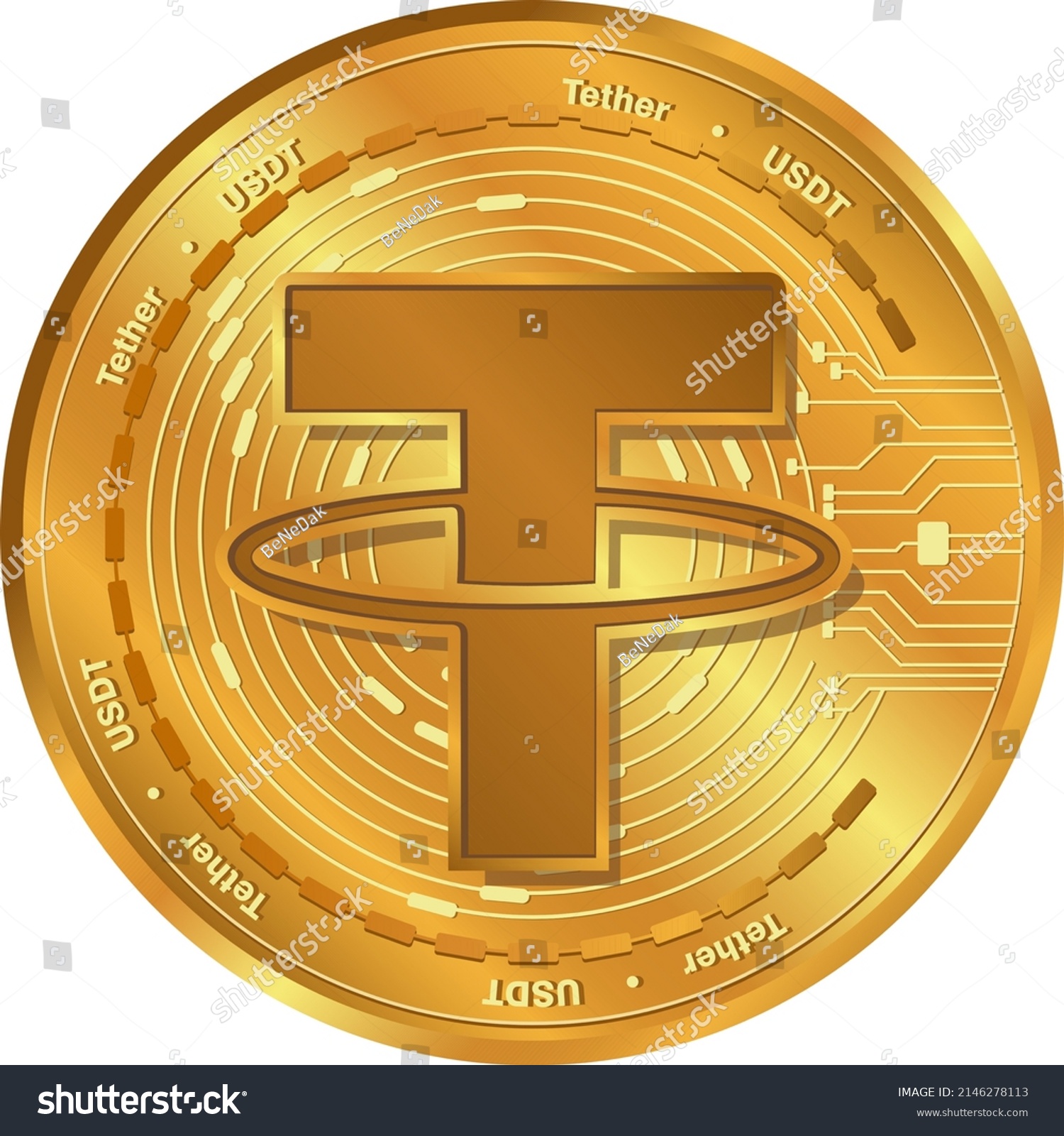 Tether Usdt Cryptocurrency Coinsusdt Logo Gold Stock Vector Royalty