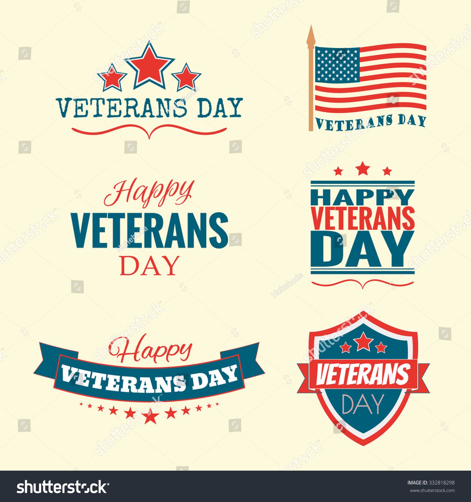 Text Happy Veterans Day Set Flag And Stars Vector Illustration Design Banner Or A St On White Happy Veterans Day Template