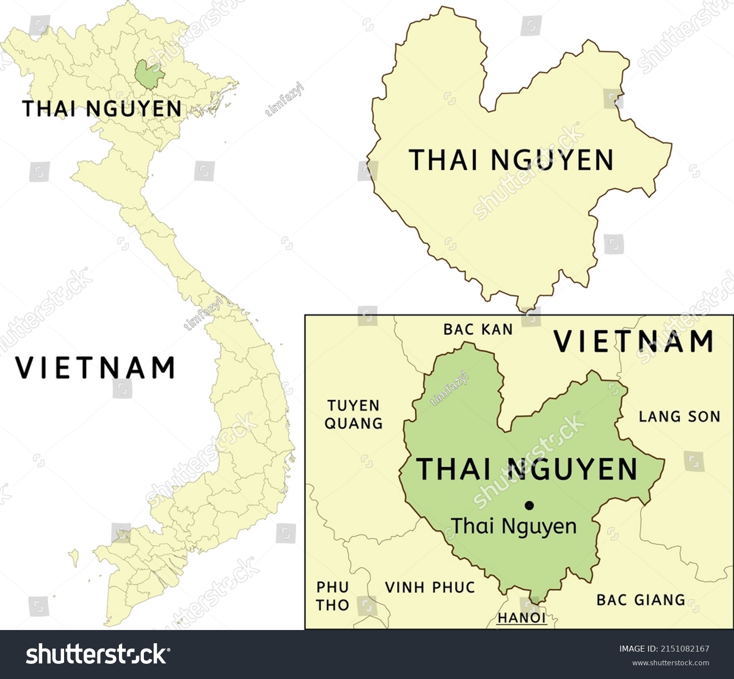 Thai Nguyen Province Location On Map Stock Vector Royalty Free