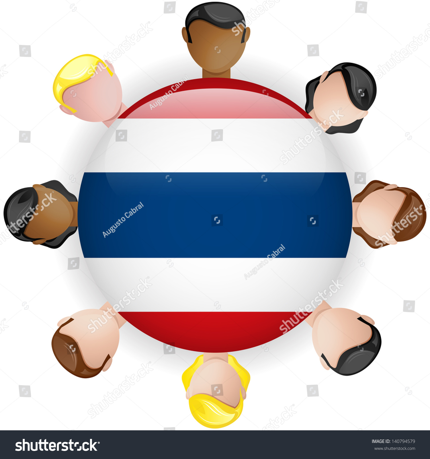 Thailand Flag Button Teamwork People Group Stock Vector Royalty Free