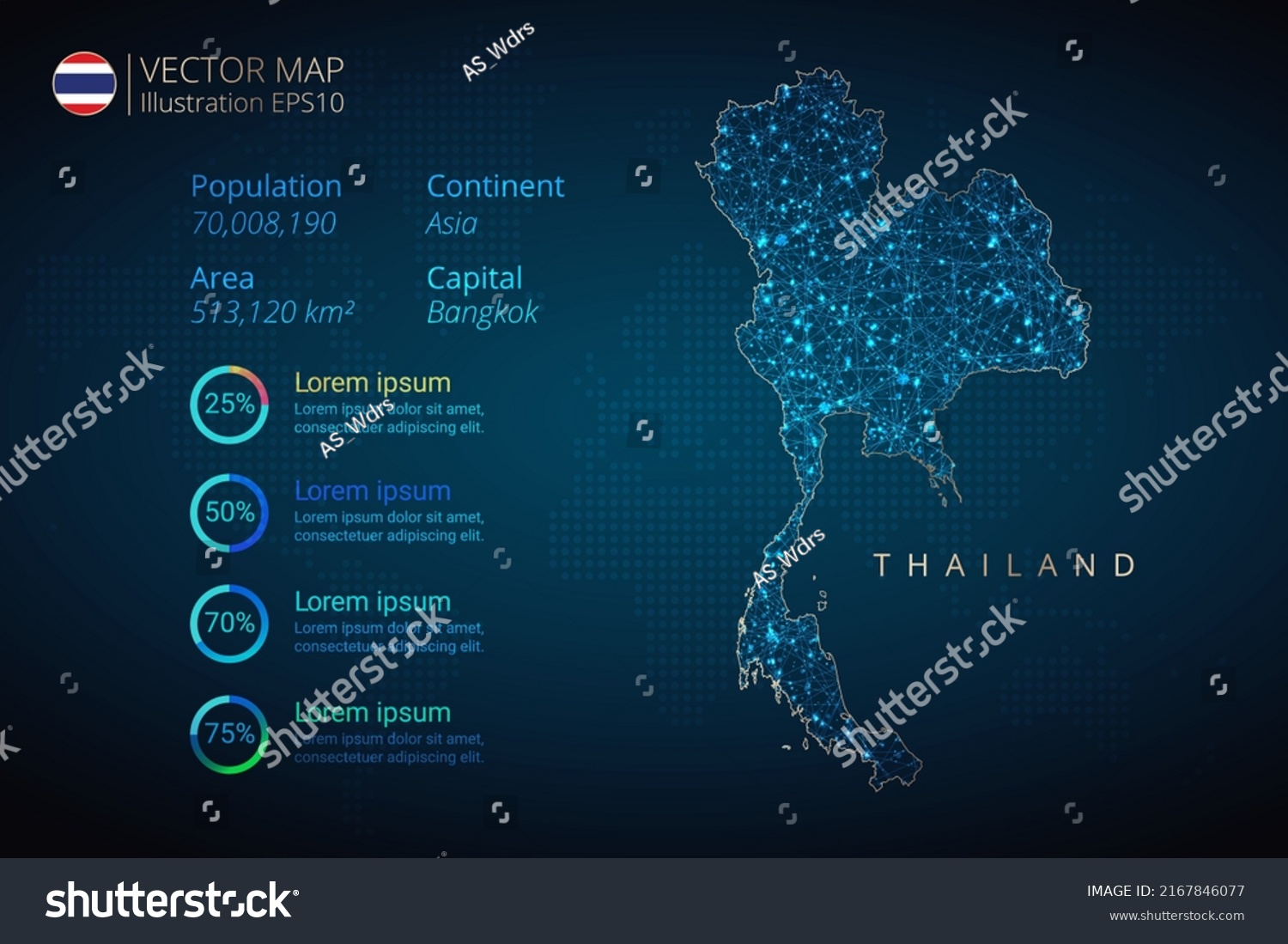 Thailand Map Infographics Vector Template Abstract Stock Vector