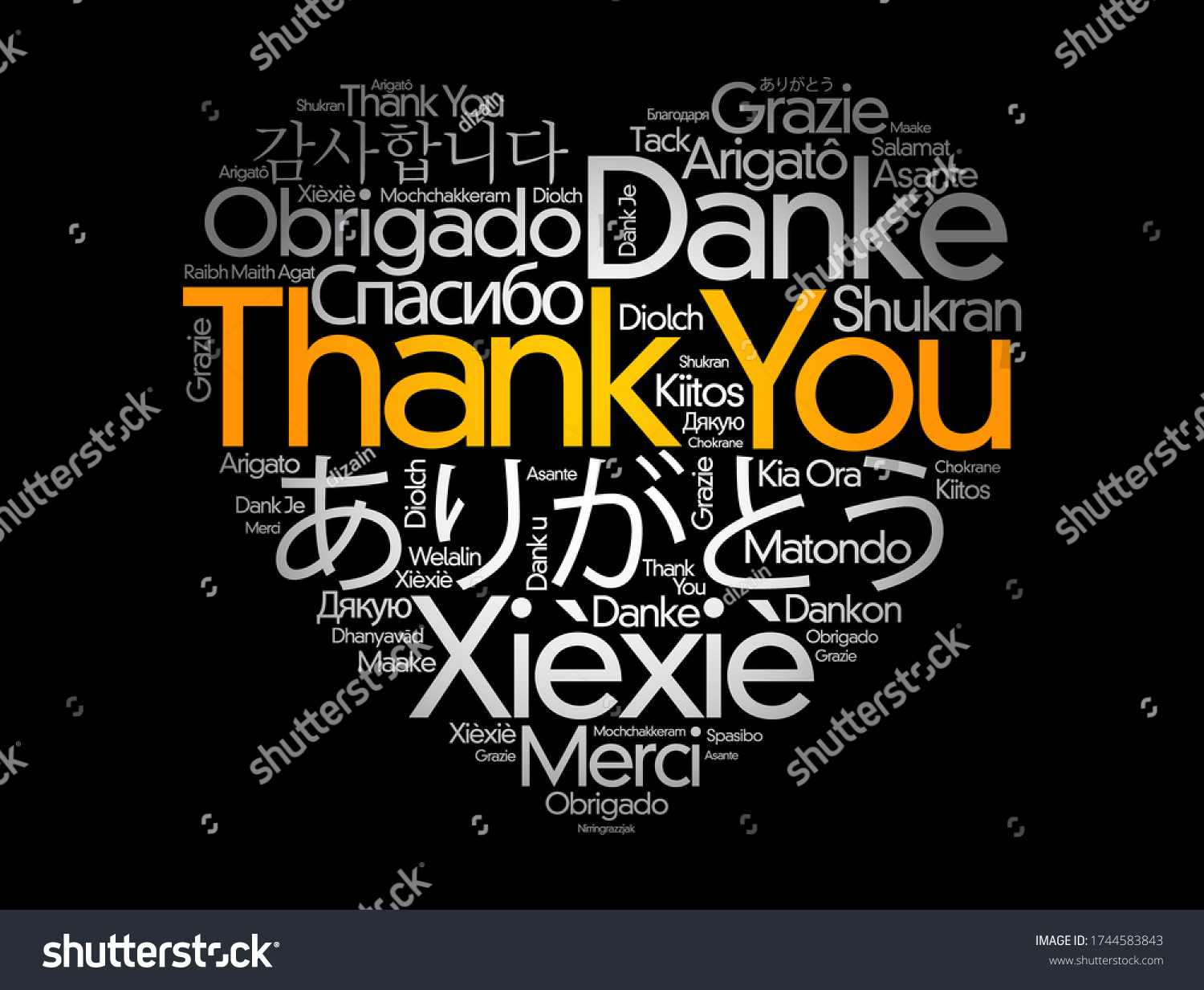 Thank You Love Heart Word Cloud Stock Vector Royalty Free