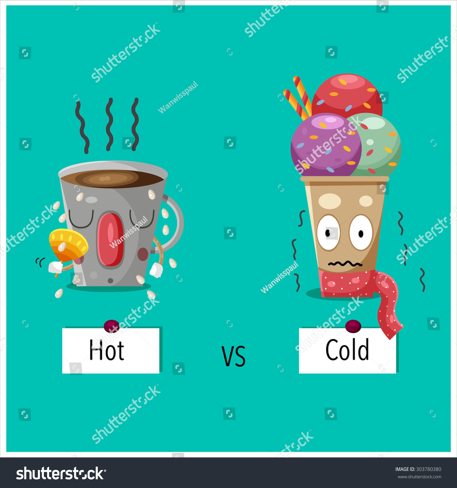 the-concept-of-hot-and-cold-antonym-cartoon-design-illustration