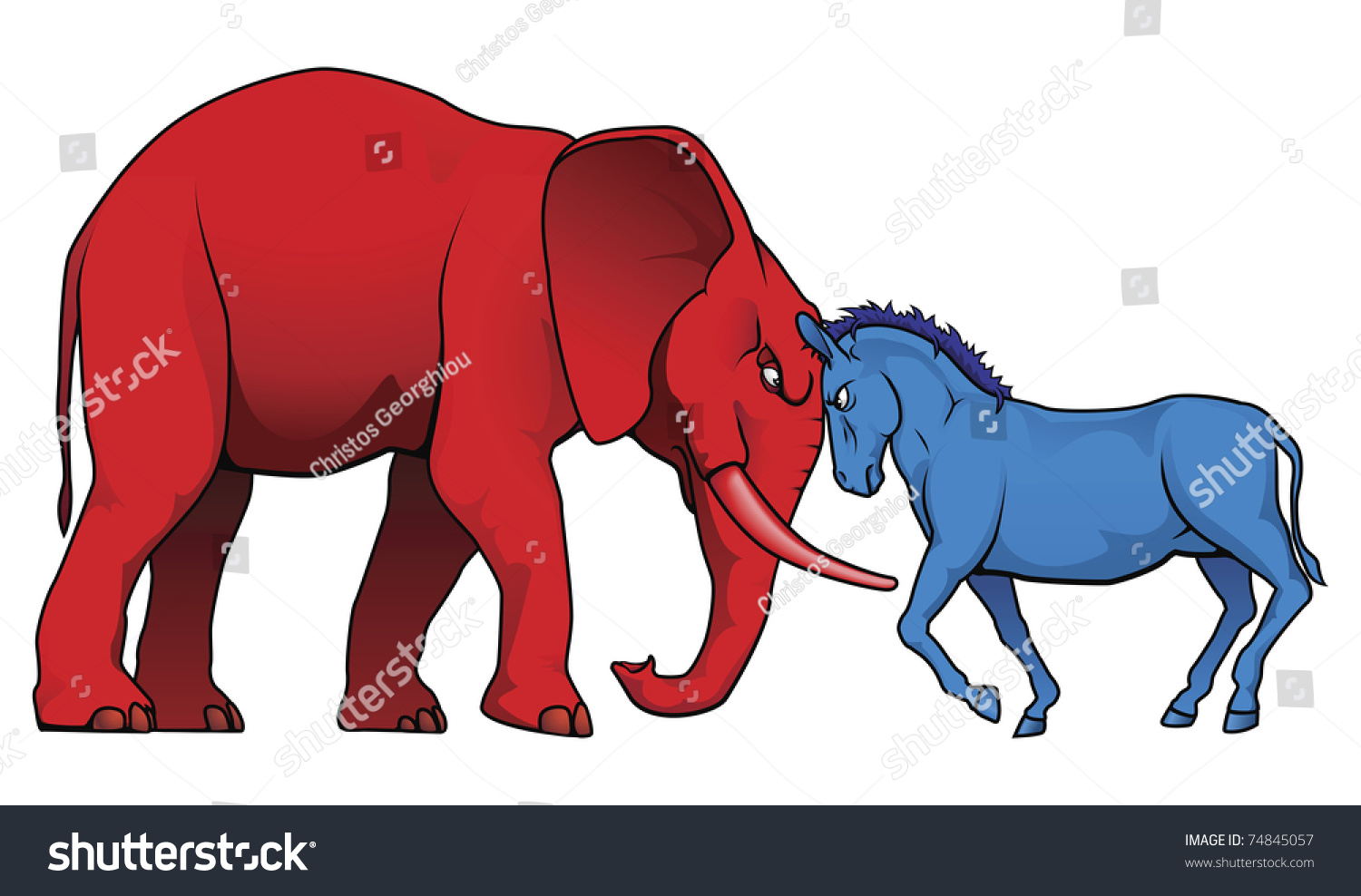 The Democrat And Republican Symbols Of A Donkey And Elephant Facing Off ...