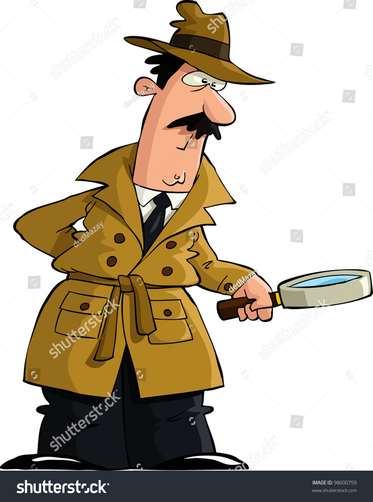 Detective Looked Through Magnifying Glass Vector Stock Vector 98600759