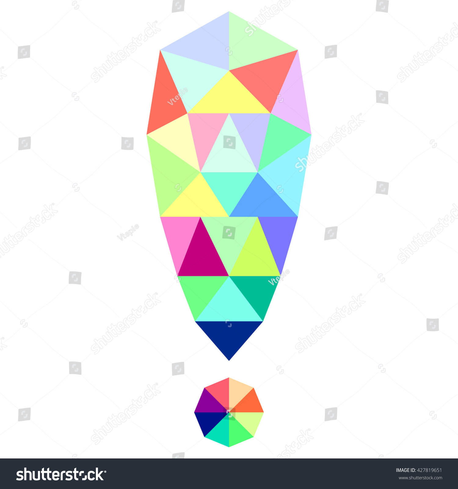 The exclamation point symbol attention of geometric shapes colorful triangles vector illustration The exclamation point symbol attention of geometric shapes colorful triangles vector illustration