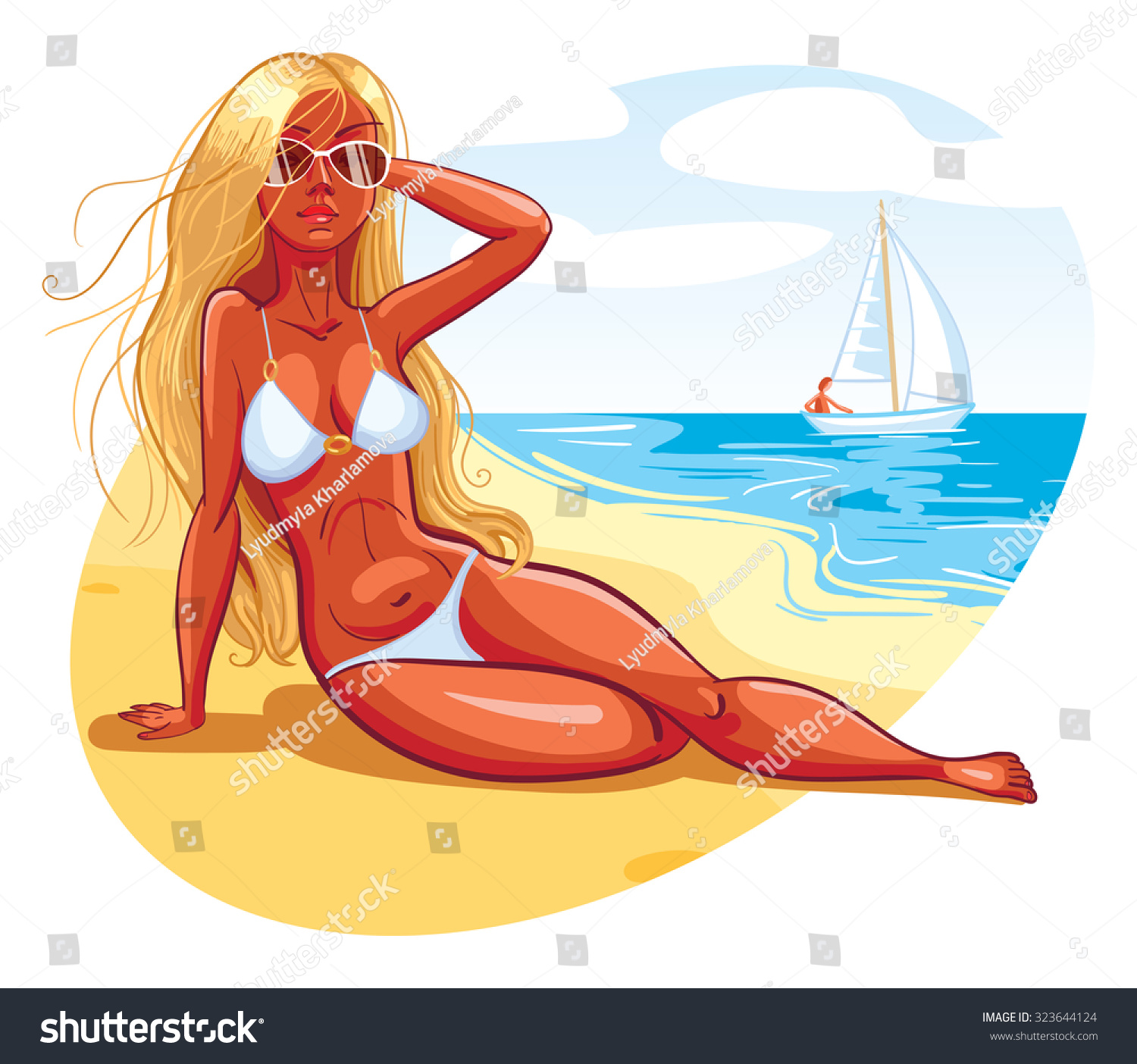 Girl Bikini Cartoon Images Stock Photos Vectors Shutterstock