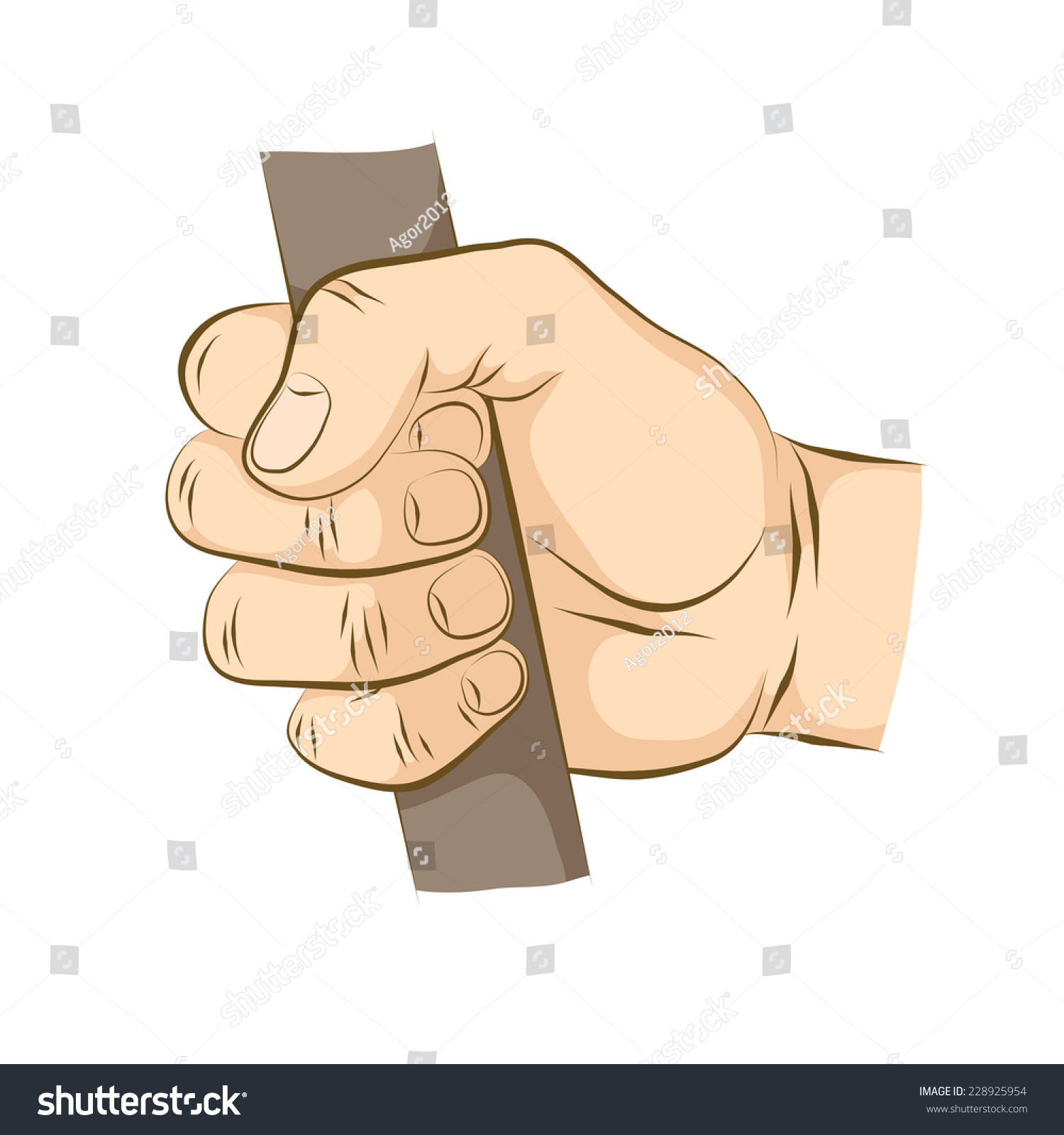 The Hand Holds Some Tool Or Stick - Realistic Vector Image. Stick