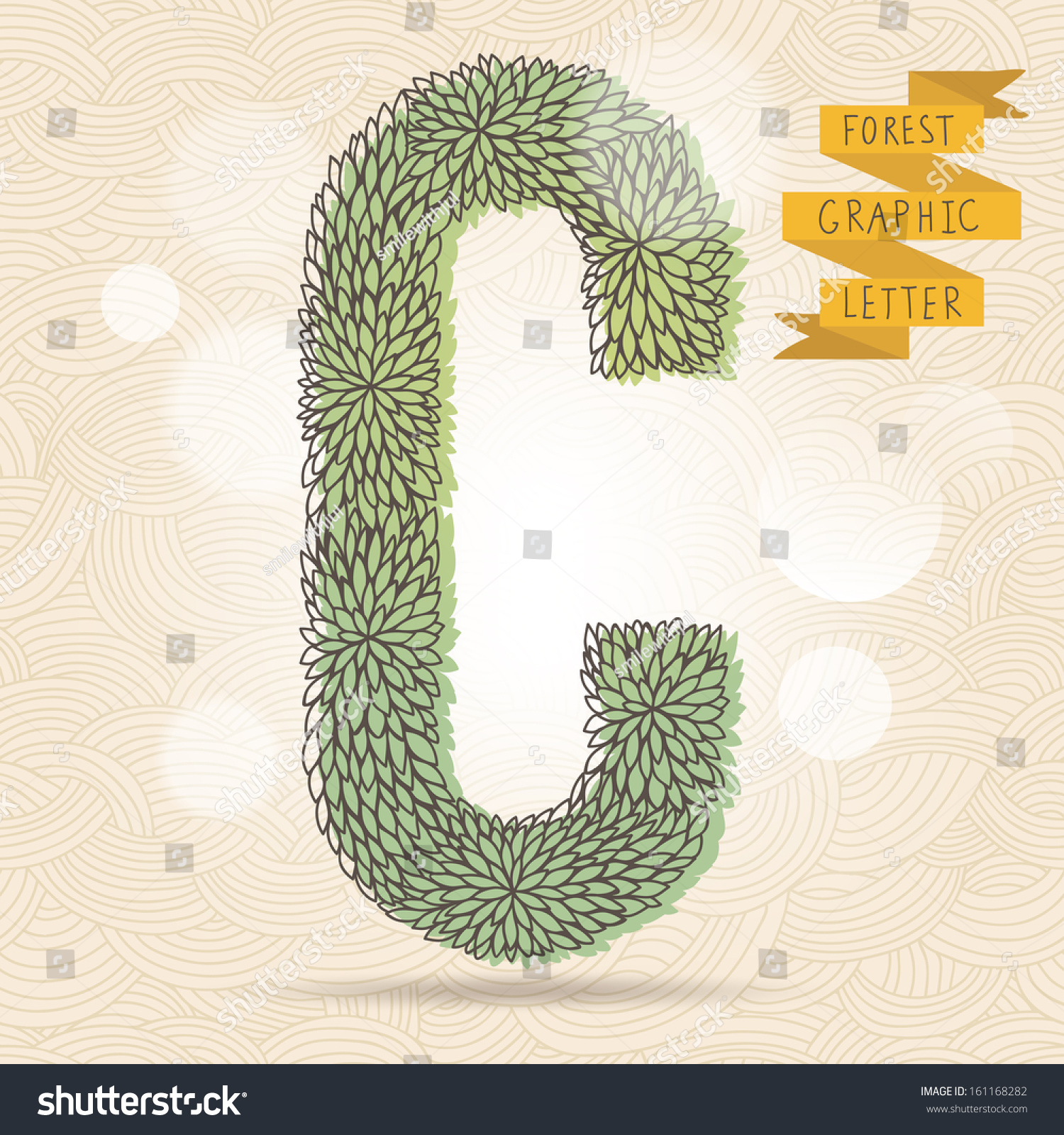 Letter C Bright Floral Element Stylish Stock Vector