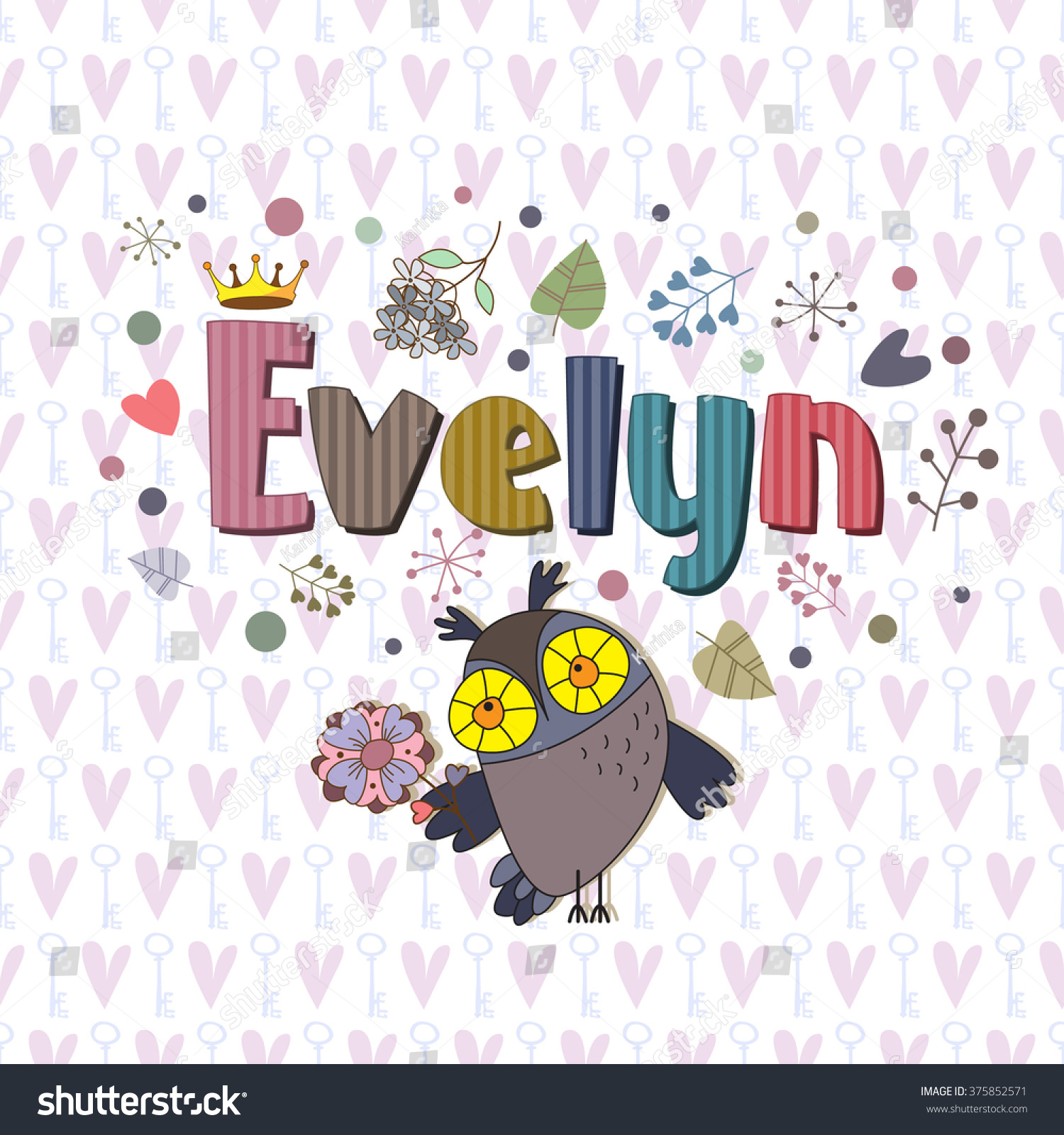 the-original-spelling-of-the-name-evelyn-stock-vector-illustration