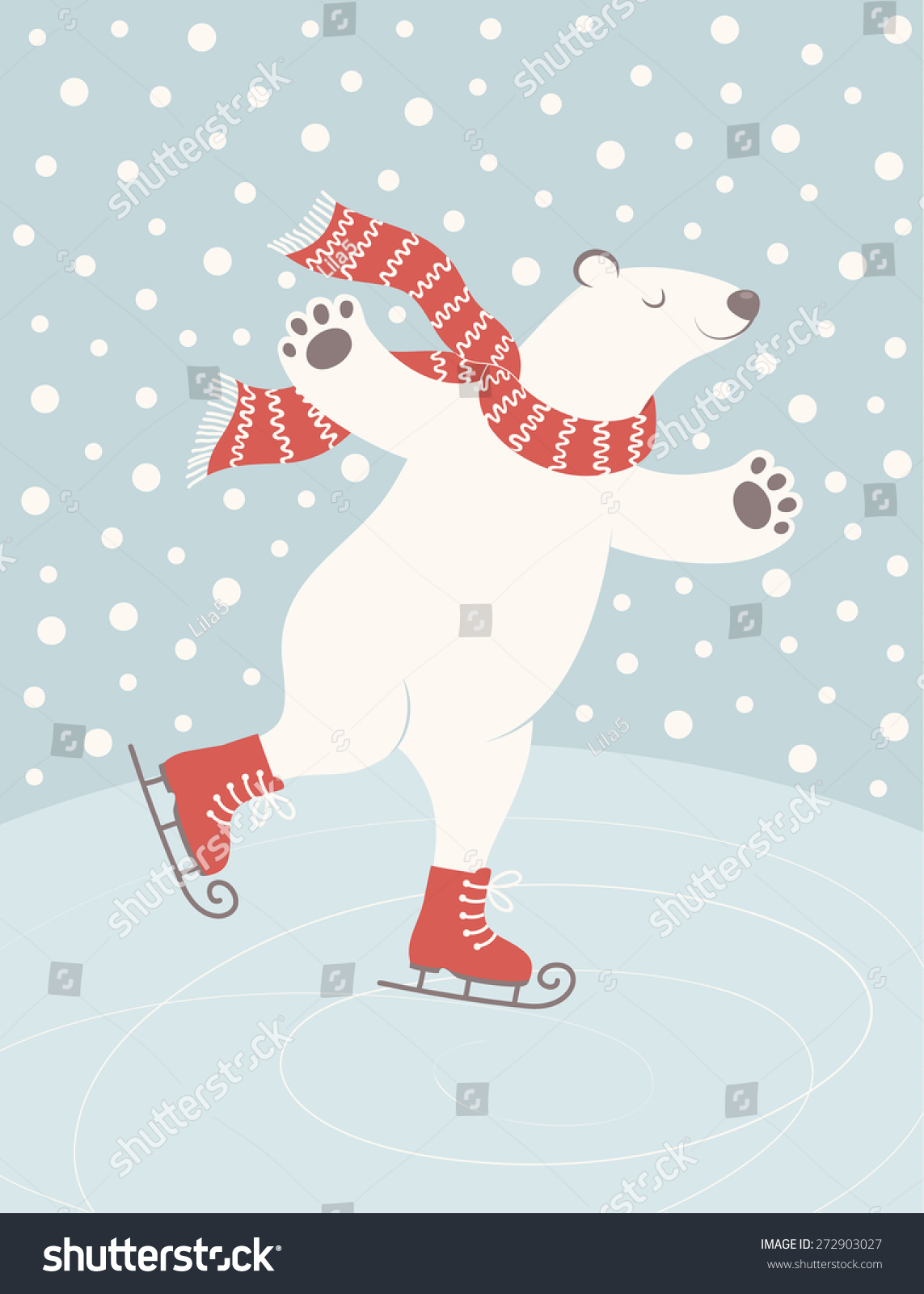 Polar Bear Skates On Ice Vector Stock Vector Royalty Free