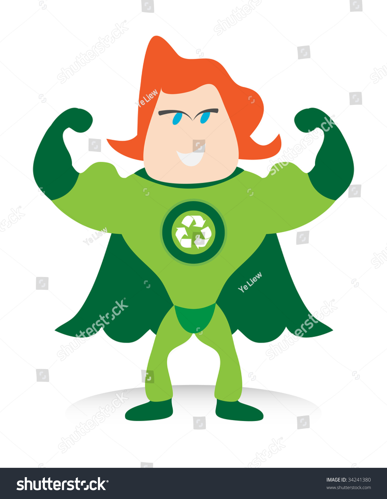 Recycleman Green Environmentally Friendly Super Hero Stock Vector