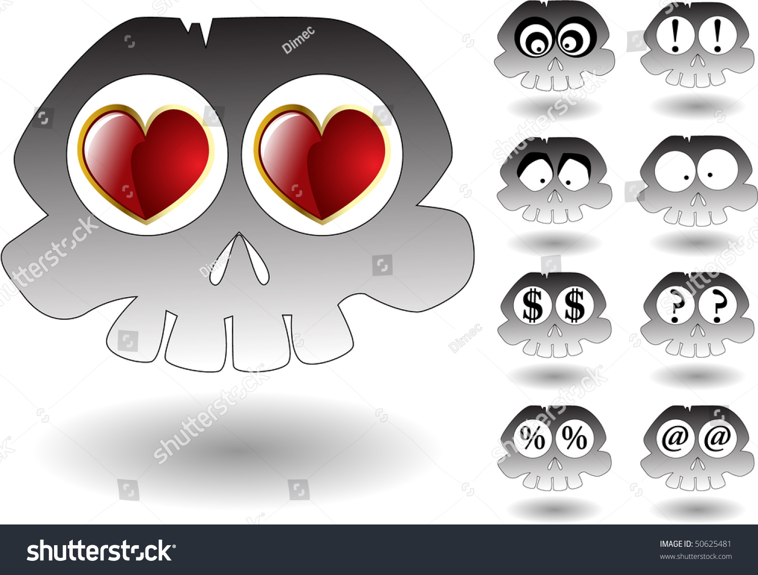 The Vector Cartoon Skull Set - 50625481 : Shutterstock