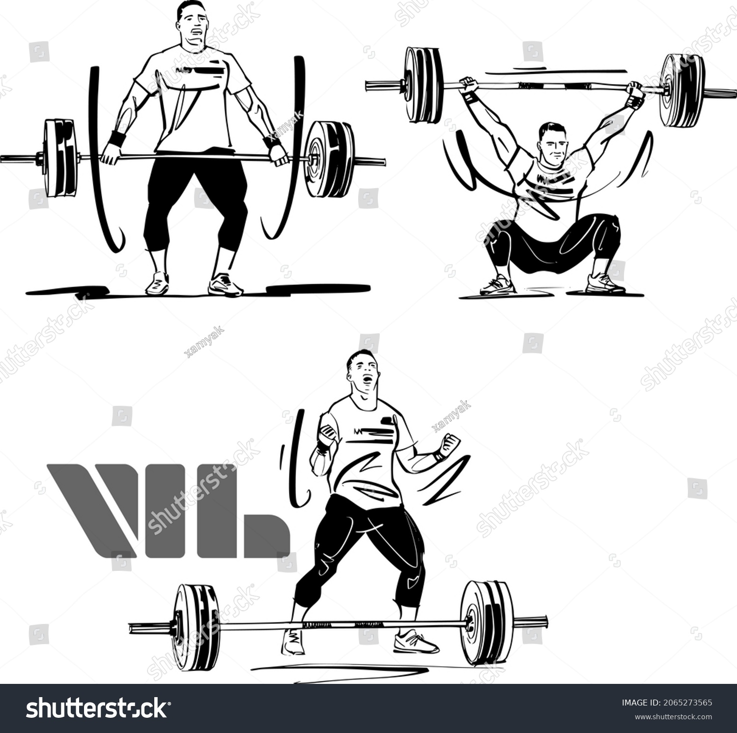 Vector Illustration Weightlifting Athlete Barbell Stock Vector Royalty