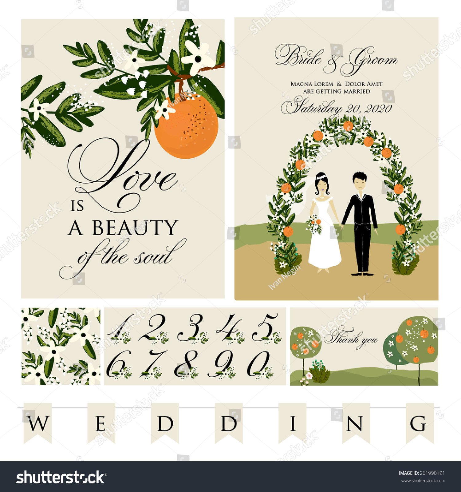 The wedding invitation with cartoon couple groom and bride in retro style with vignettes ribbon .A design template.The vector The wedding invitation with cartoon couple groom and bride in retro style with vignettes ribbon .A design template.The vector