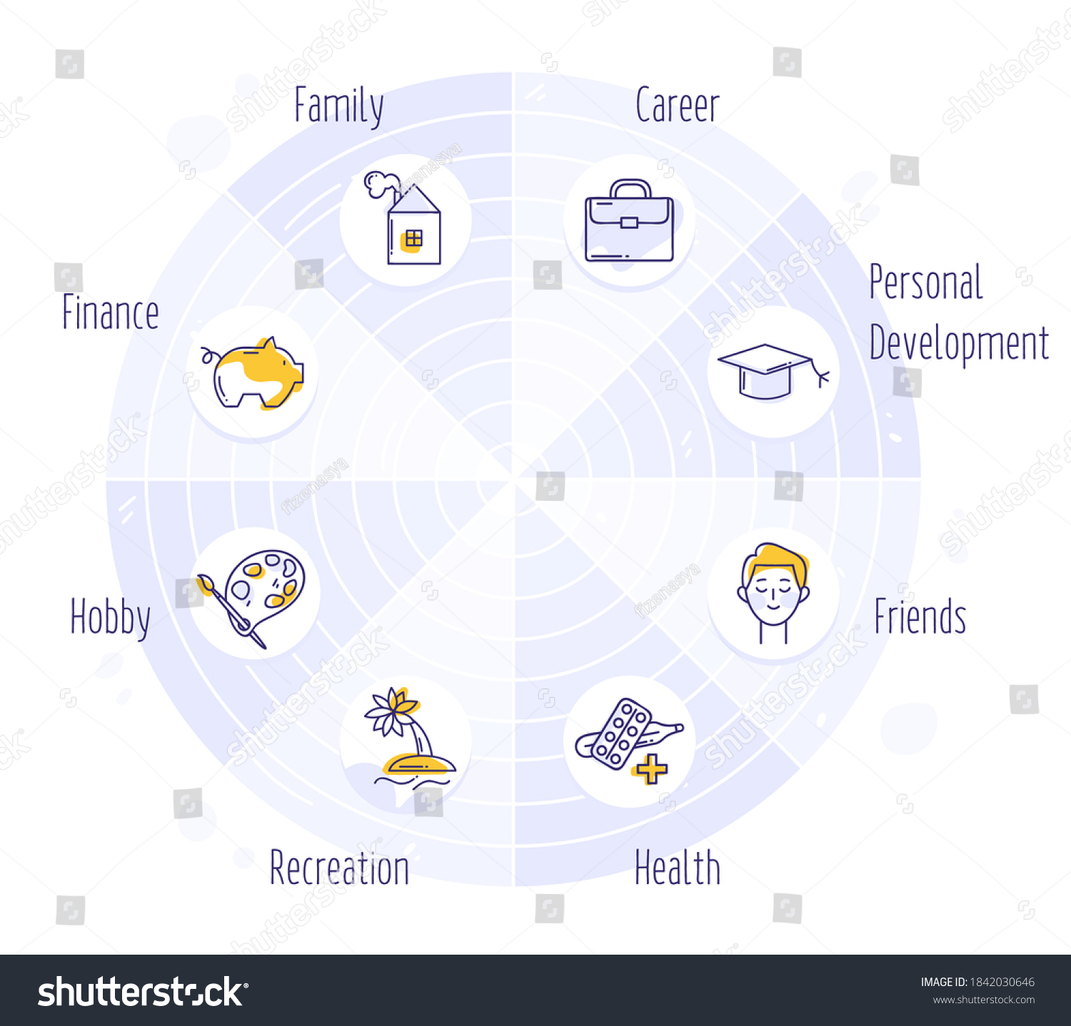 Wheel Life Coaching Tool Colorful Diagram Stock Vector Royalty Free