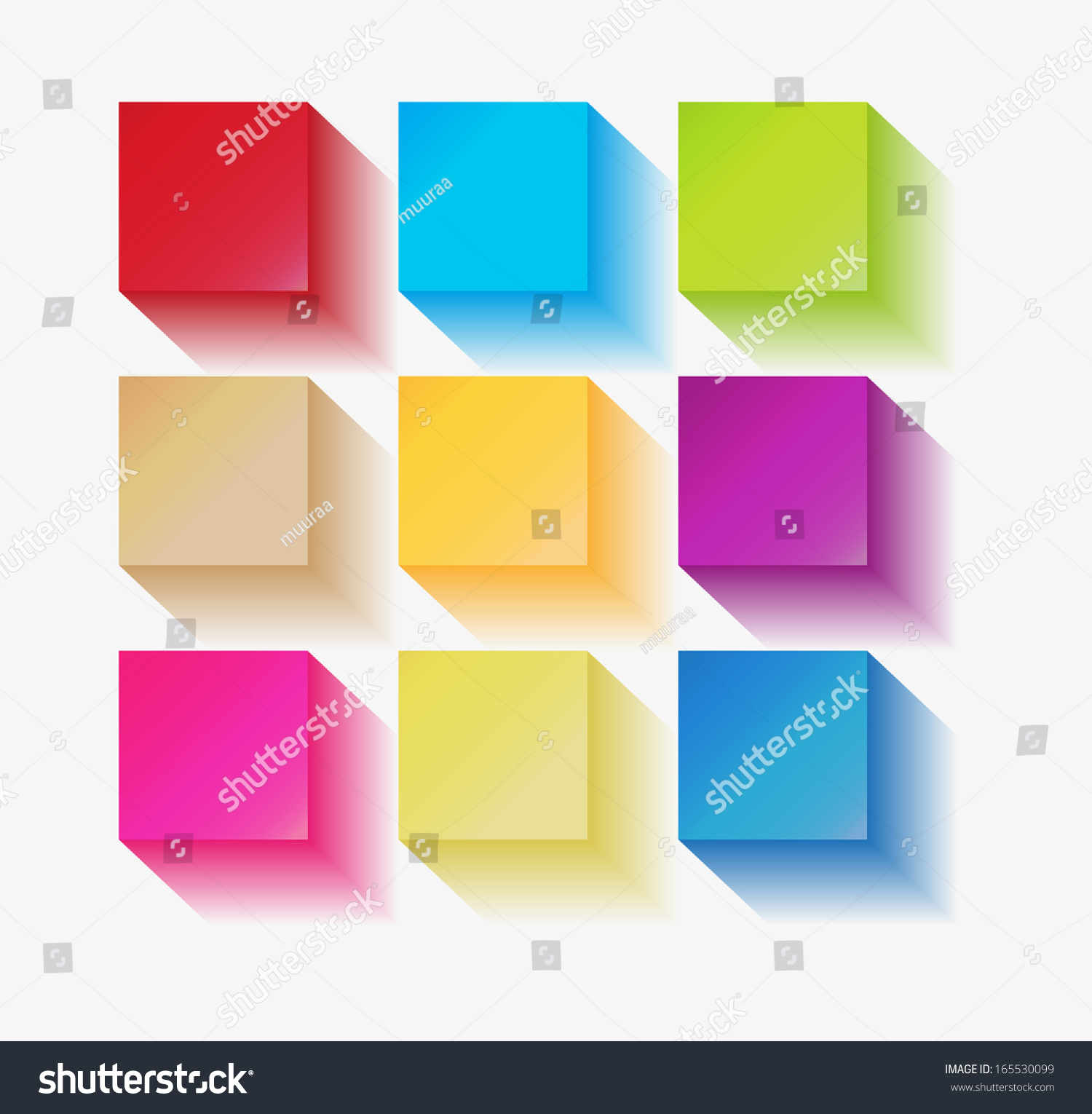 Three Dimensional Squares Different Colors On Stock Vector 165530099