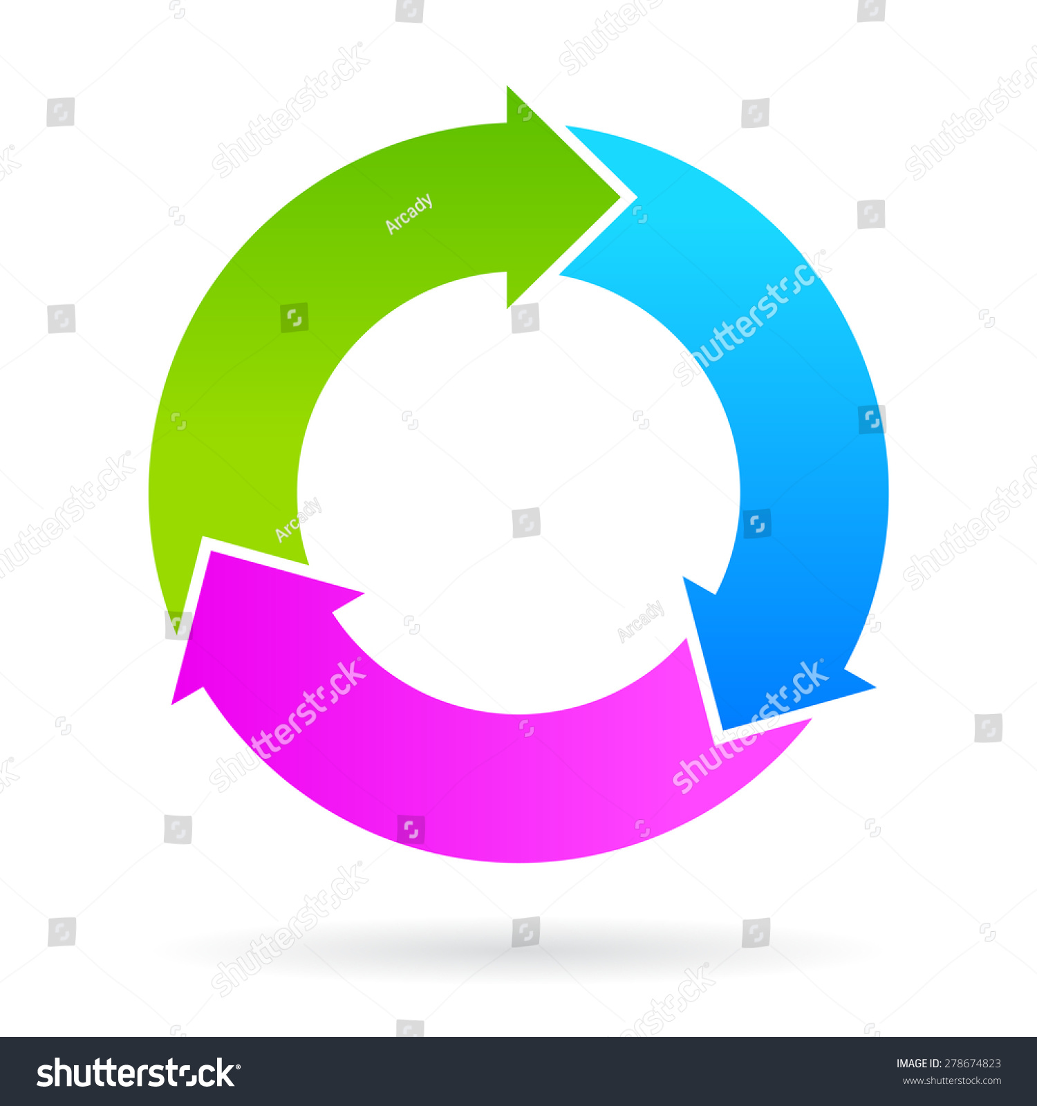 Three Step Cycle Arrows Diagram Stock Vector Royalty Free