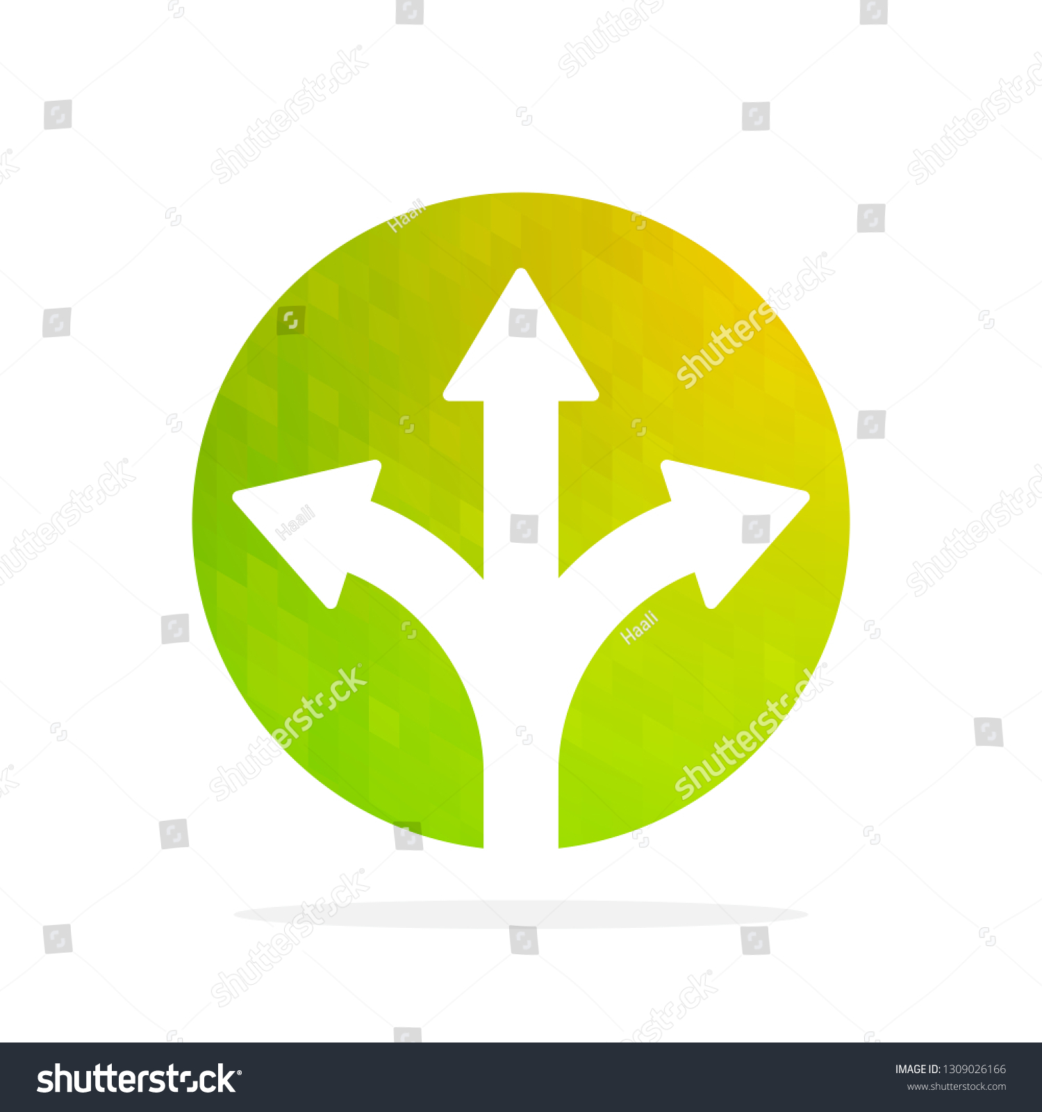 Threeway Direction Arrow Isolated Vector Illustration Stock Vector