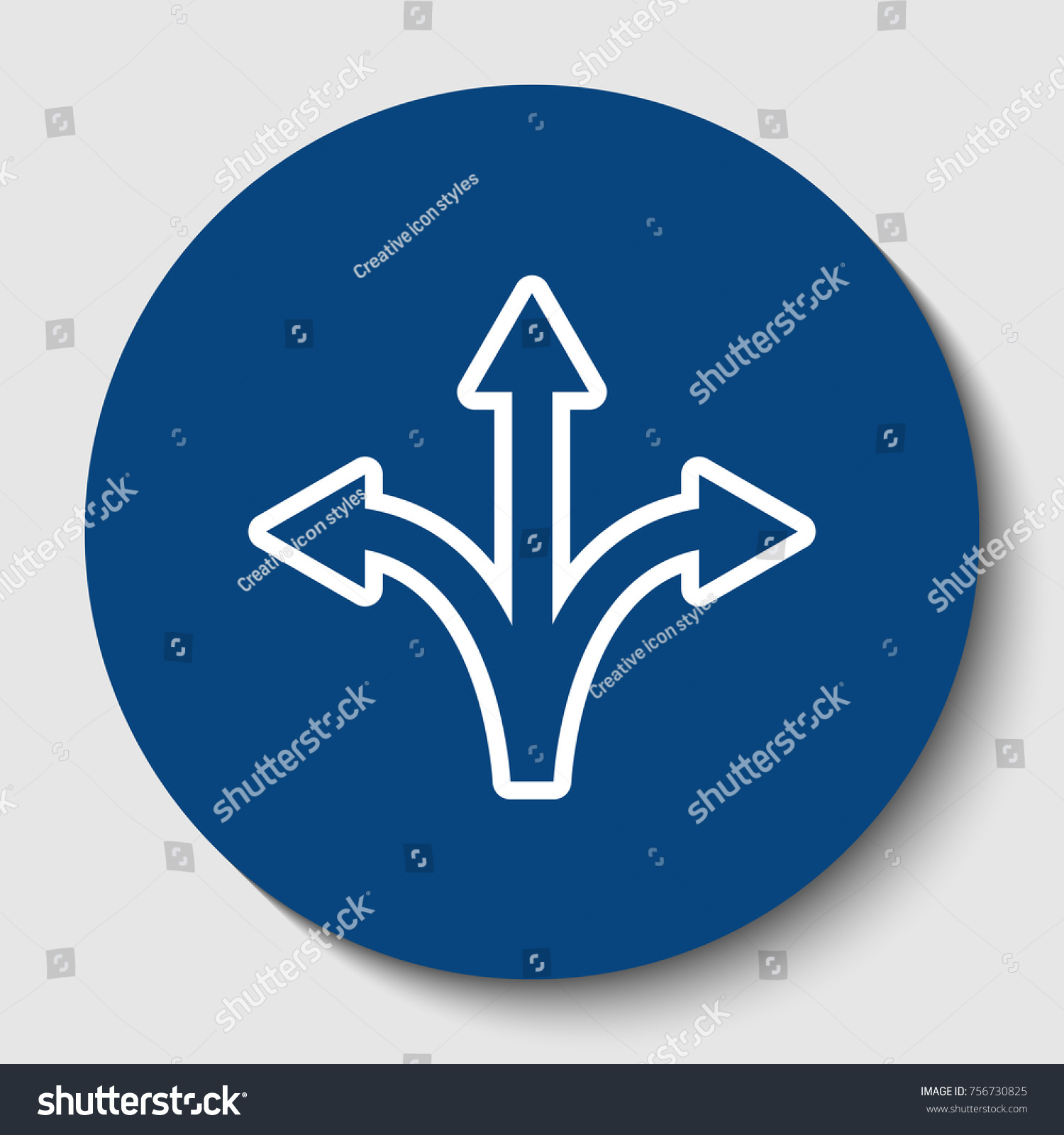 Threeway Direction Arrow Sign Vector White Stock Vector Royalty Free