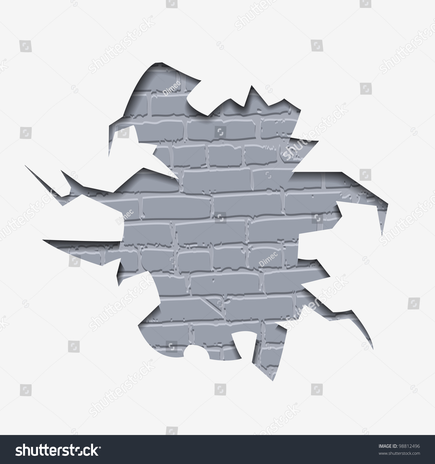 Through Hole Wall Visible Bricks Vector Stock Vector 98812496