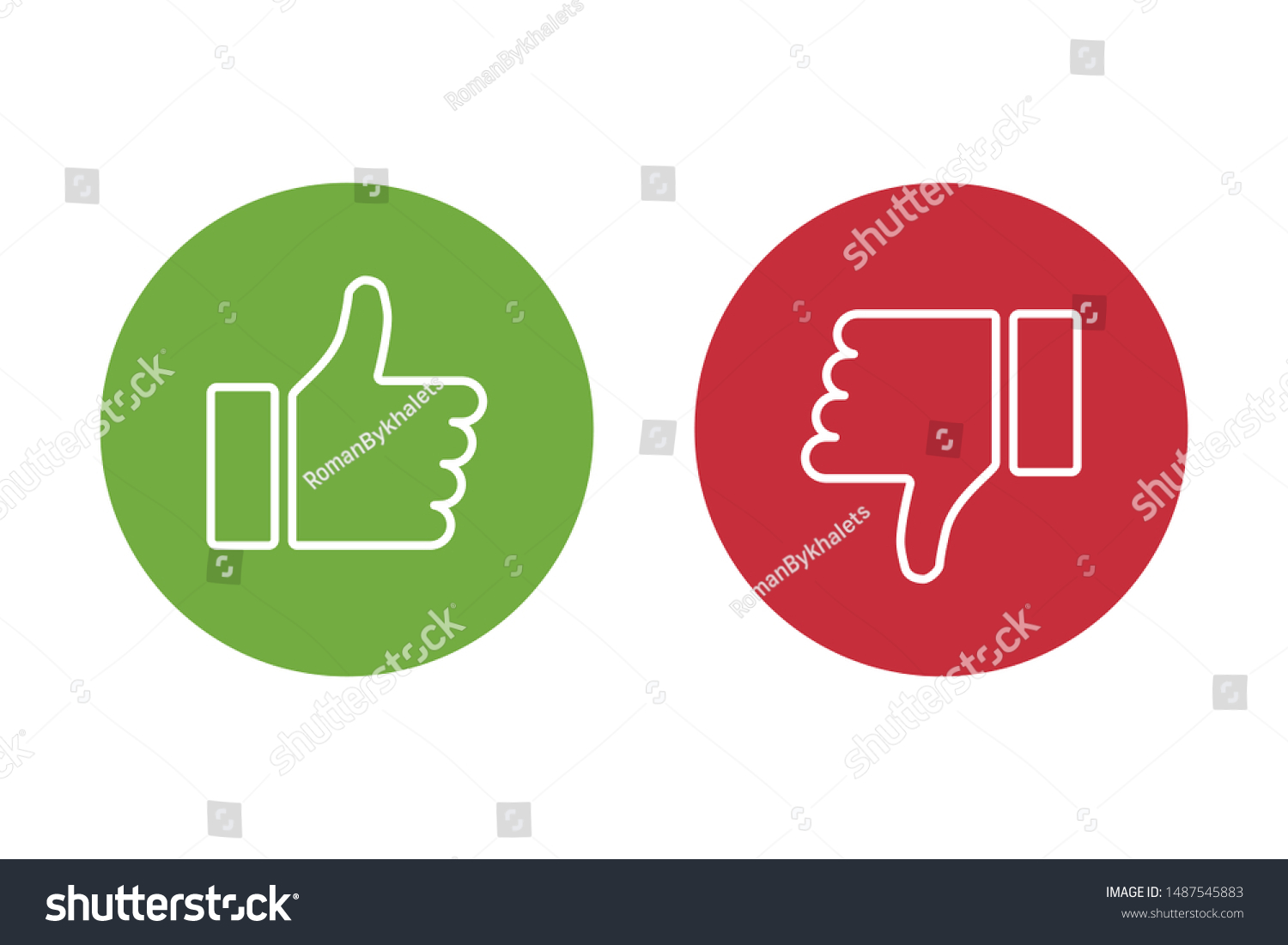 Thumbs Thumbs Down Red Green Isolated Stock Vector Royalty Free