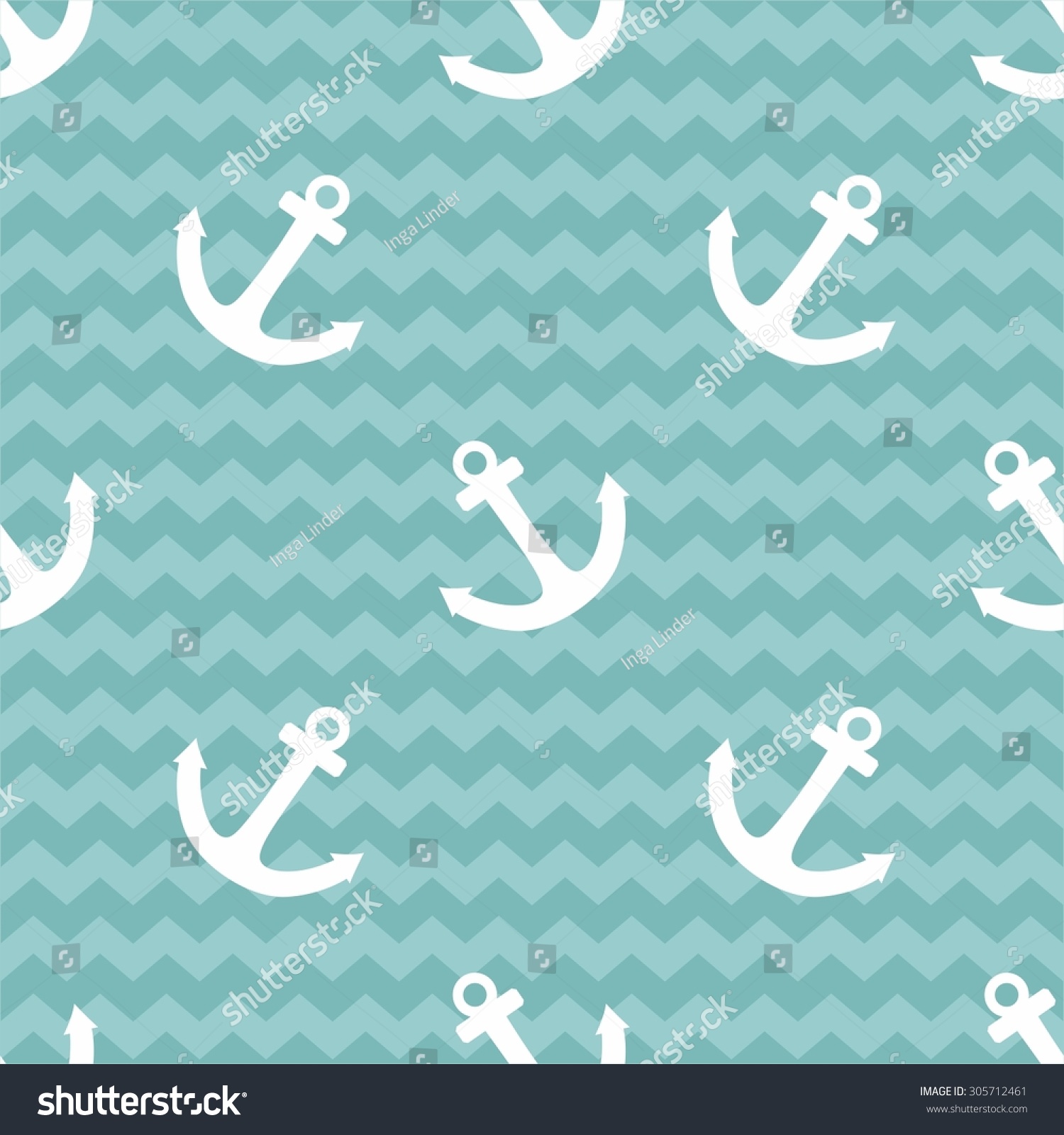 Tile Sailor Vector Pattern White Anchor Stock Vector Royalty Free