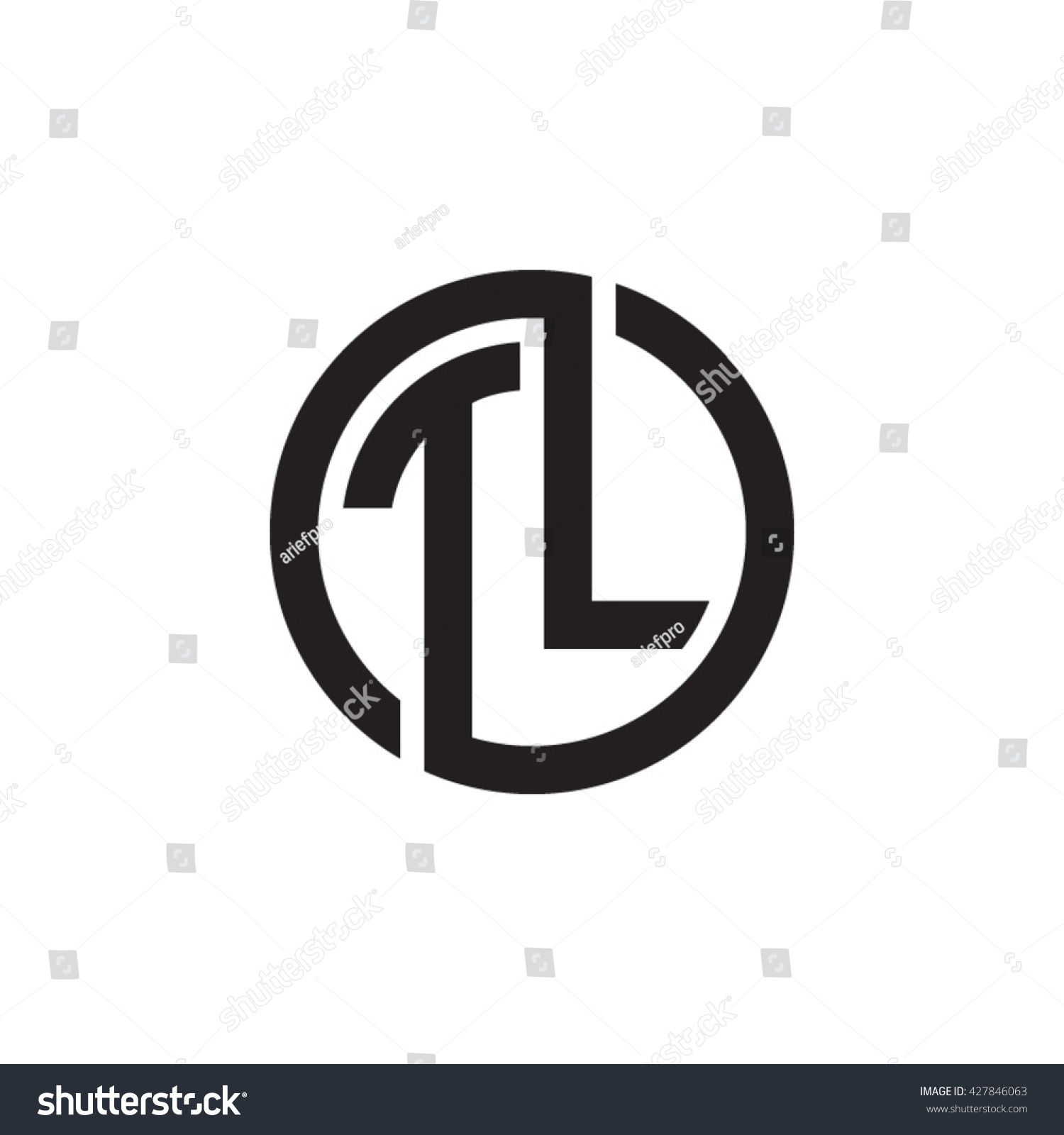 Tl Initial Letters Looping Linked Circle Monogram Logo Stock Vector