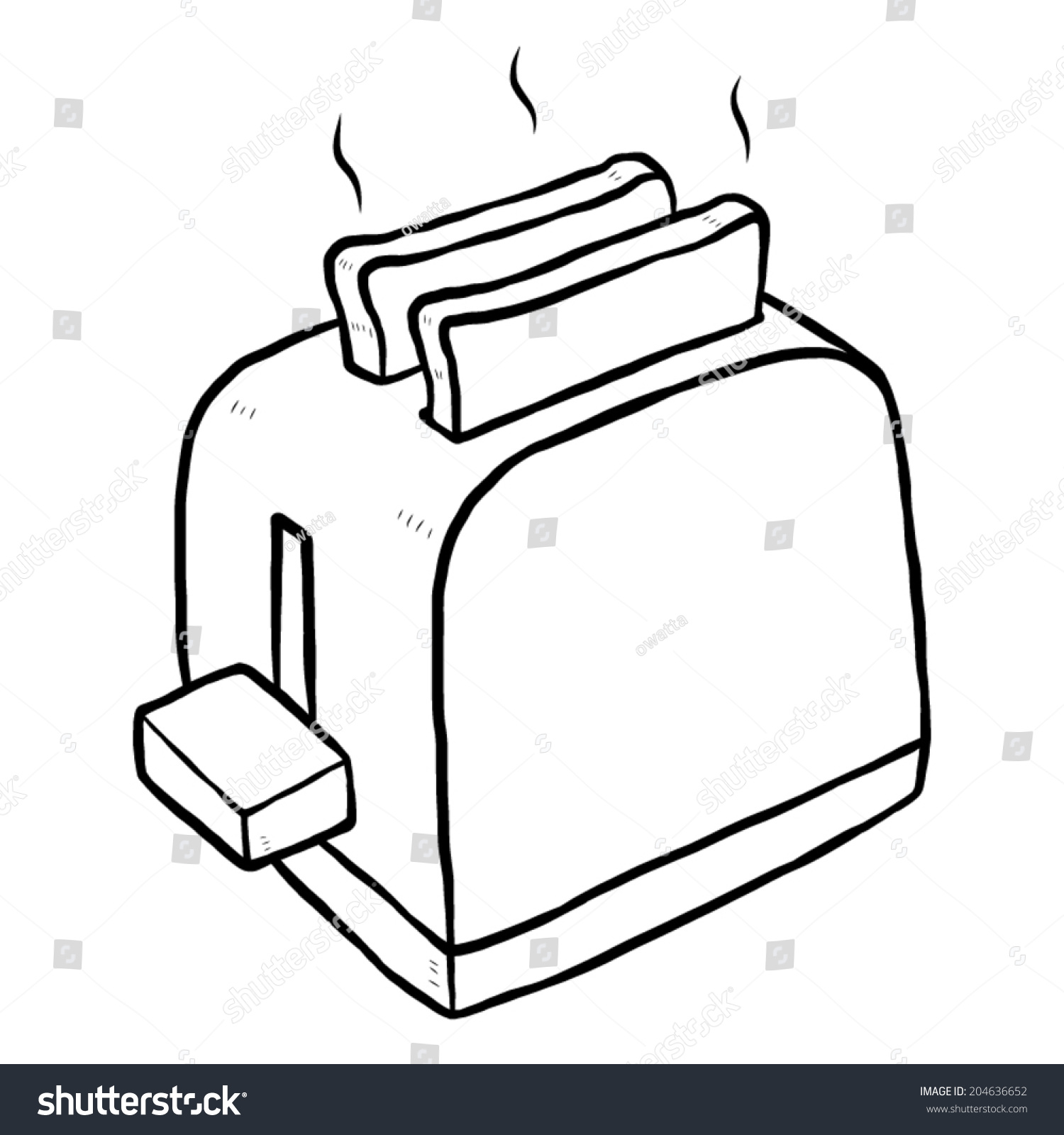 Toaster Cartoon Vector Illustration Black White Stock Vector 204636652