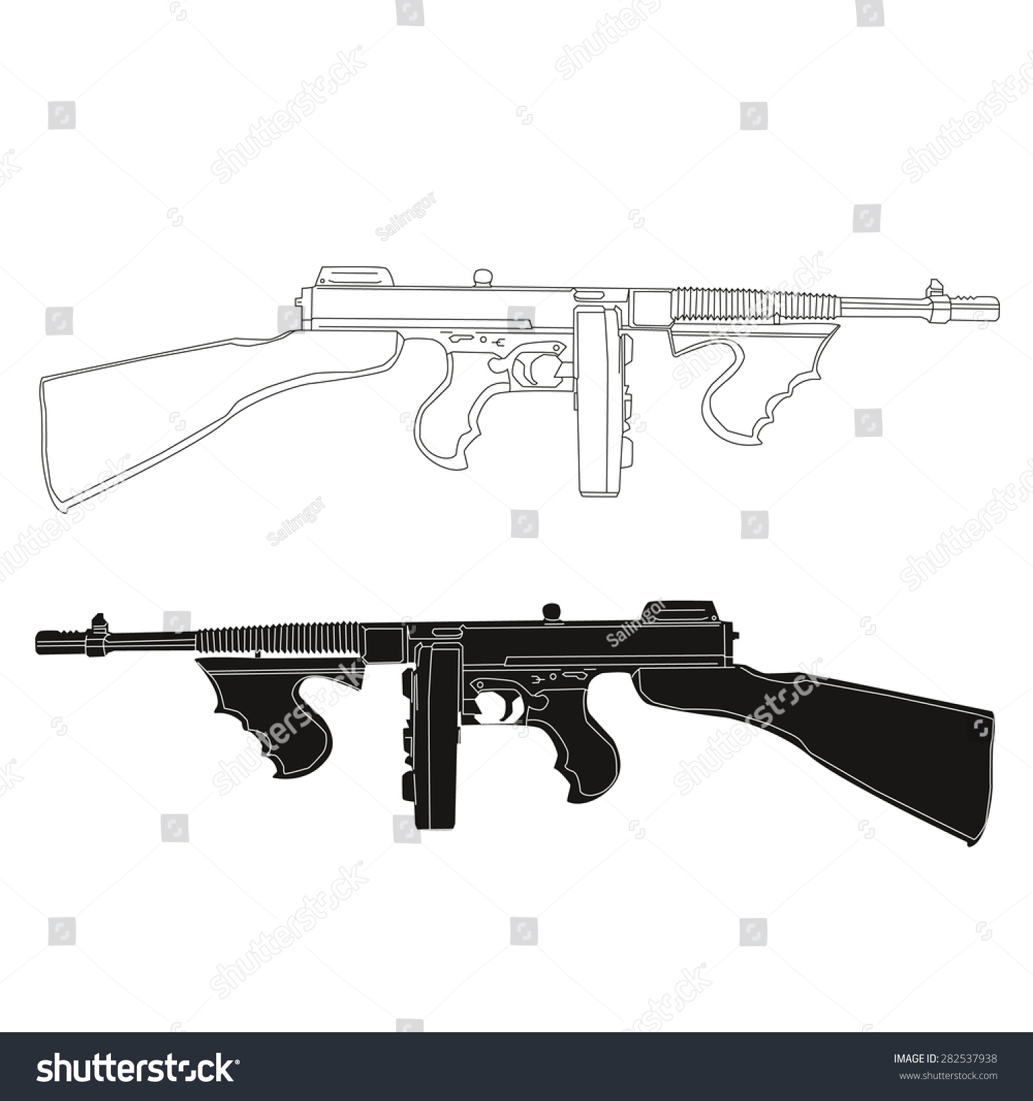 Tommy Gun Illustration Stock Vector 282537938 - Shutterstock