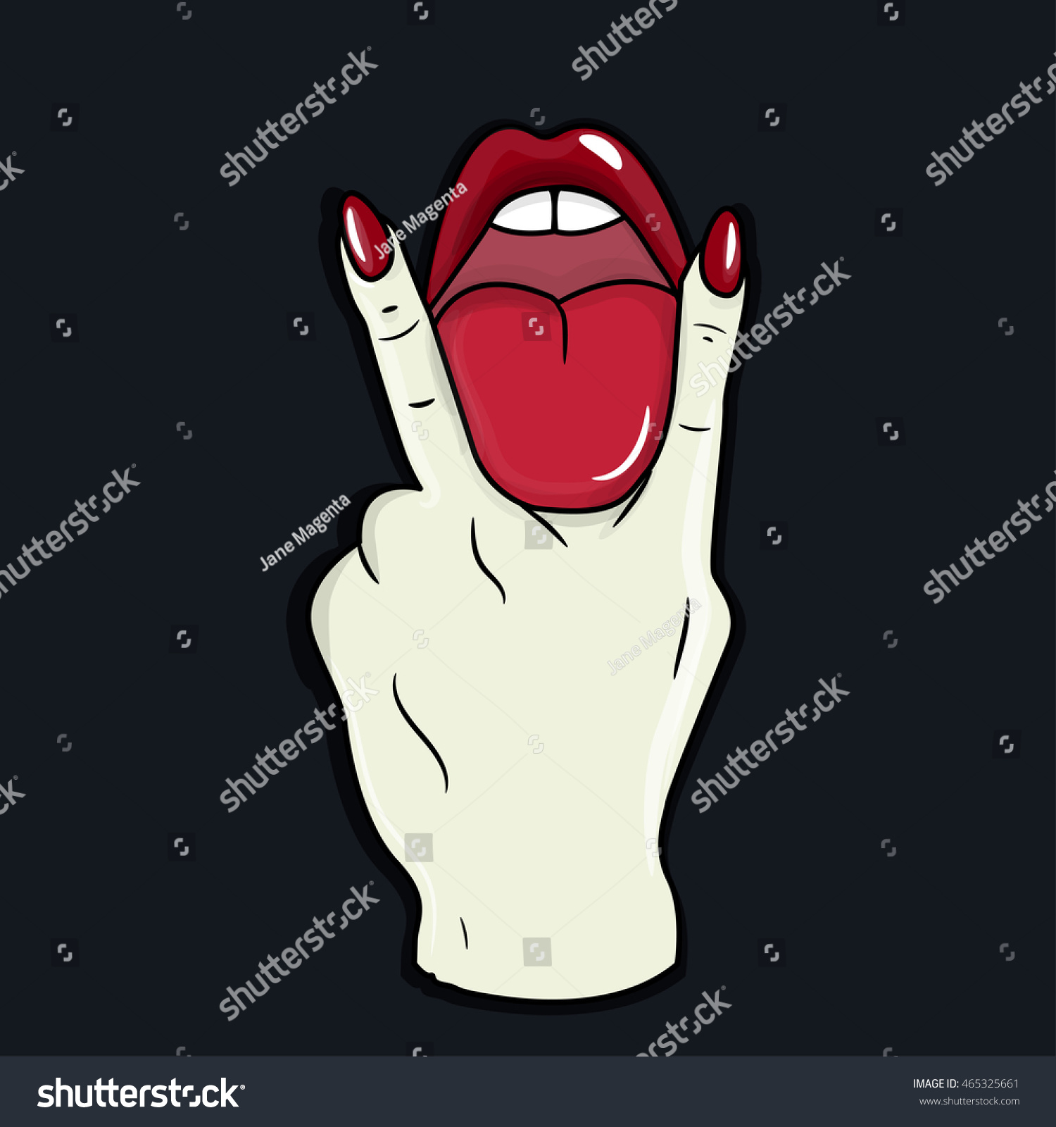 Tongue Between The Fingerssexy Illustration 465325661 Shutterstock 