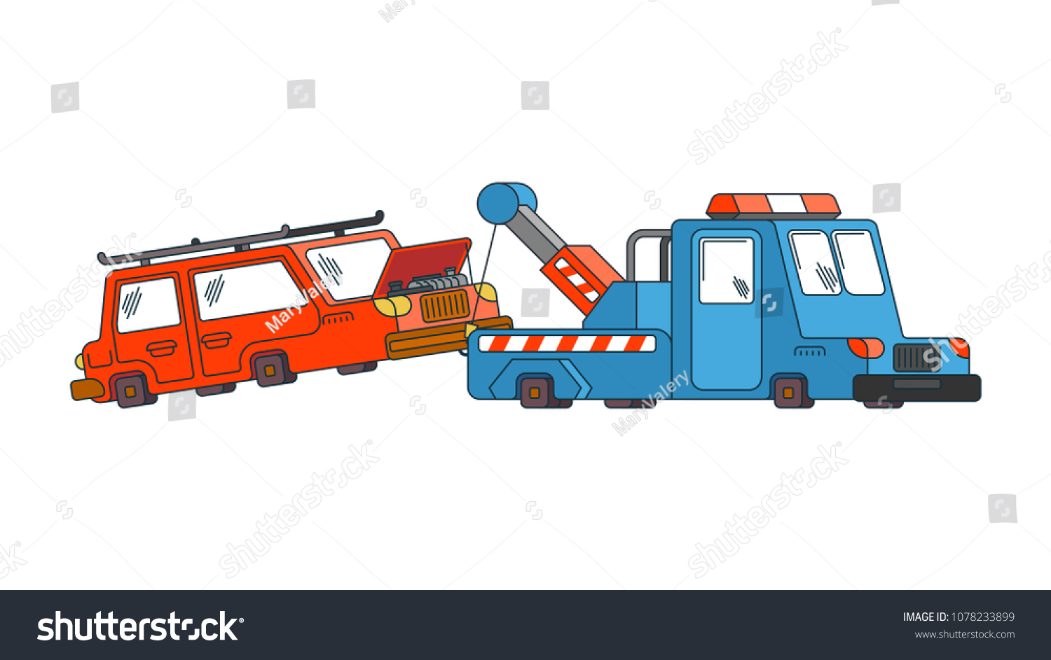 Tow Truck Car Wrecker Evacuates Auto Stock Vector Royalty Free