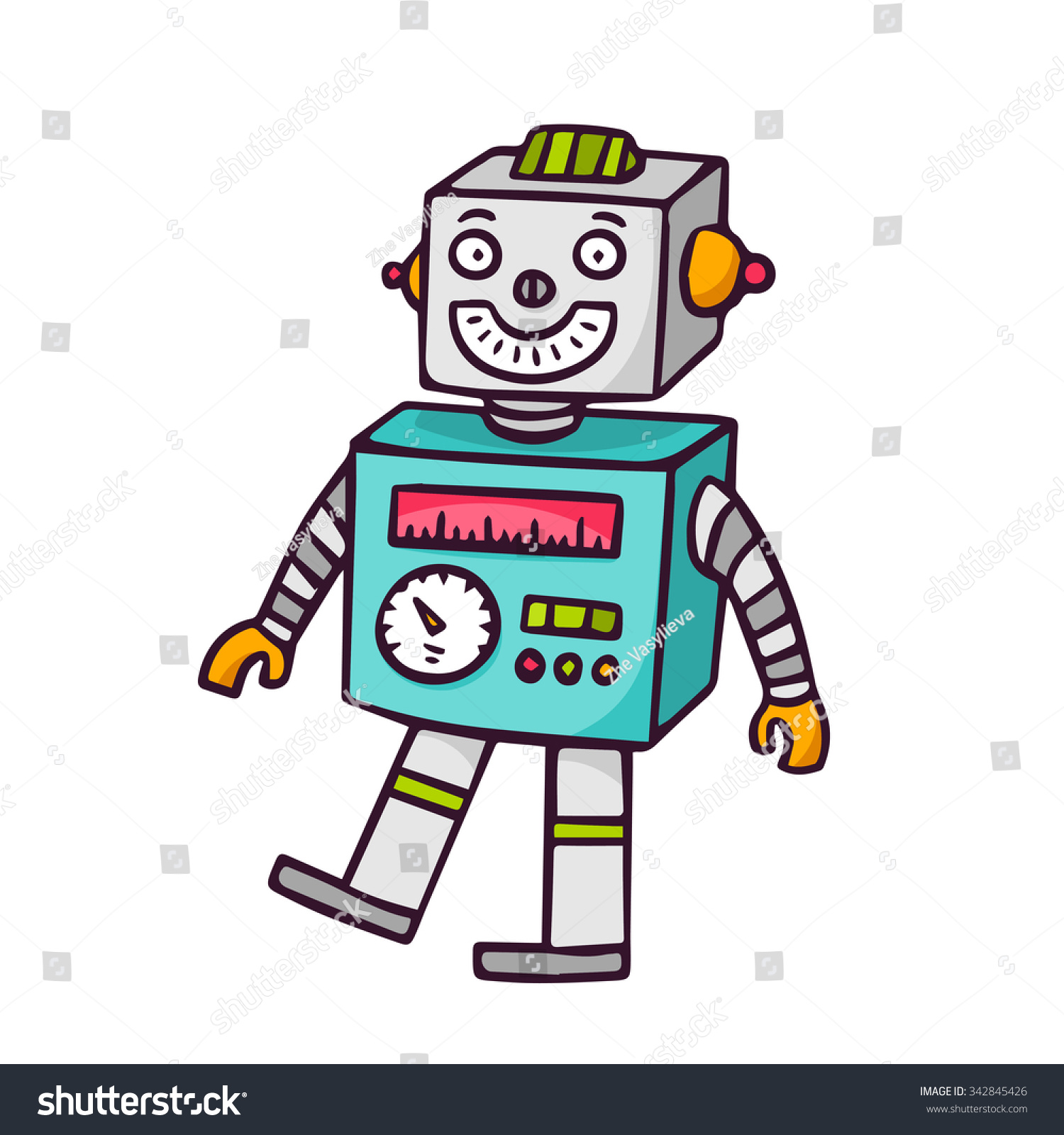 Toy Robot Bright Vector Children Illustration Stock Vector 342845426