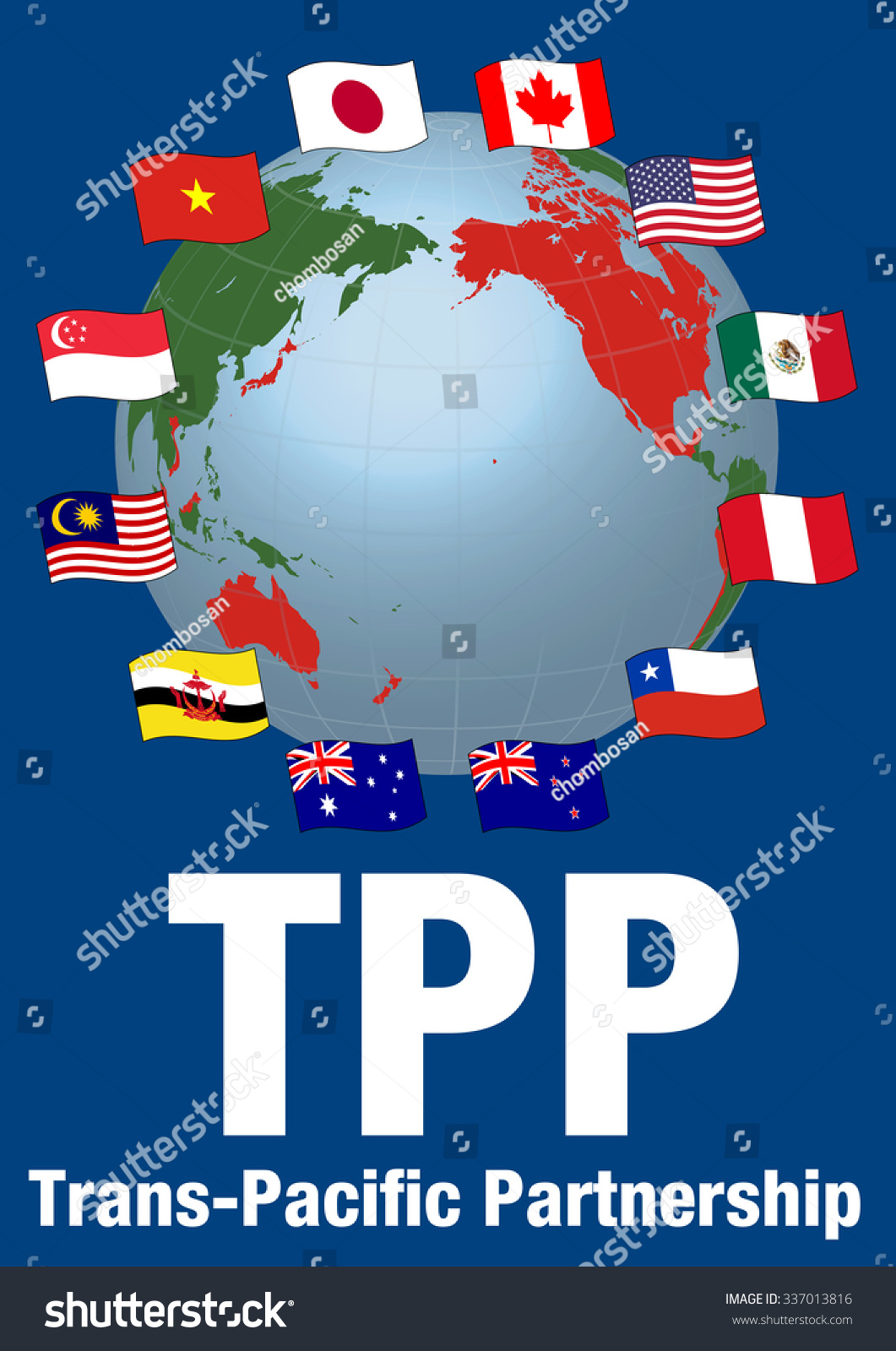 Tpp(Trans Pacific Partnership) And Negotiating Countrie'S Flags, Vector ...