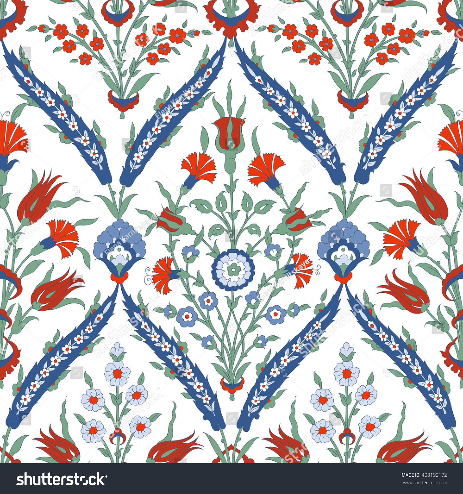 Traditional Arabic ornament seamless Floral Ornamental pattern Iznik Vector Background Traditional Arabic ornament seamless Floral Ornamental pattern Iznik Vector Background