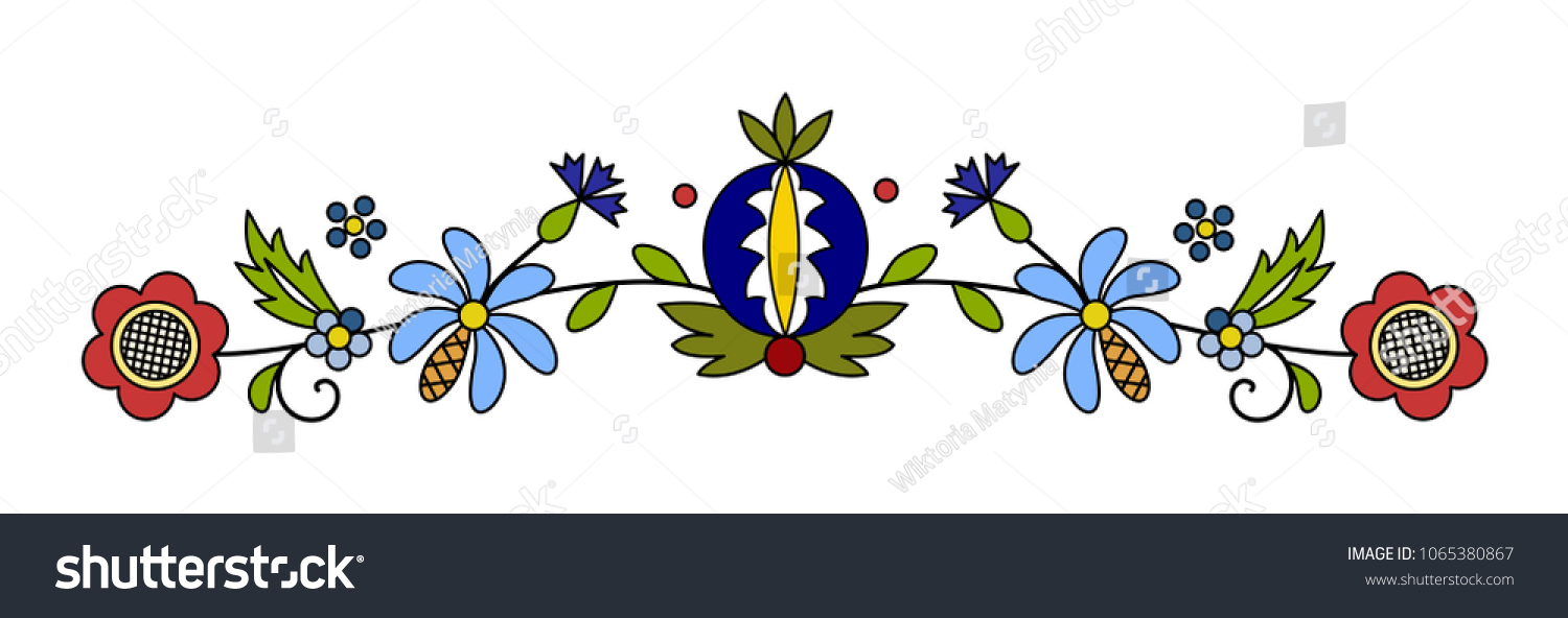 Traditional Modern Polish Kashubian Floral Folk Stock Vector Royalty