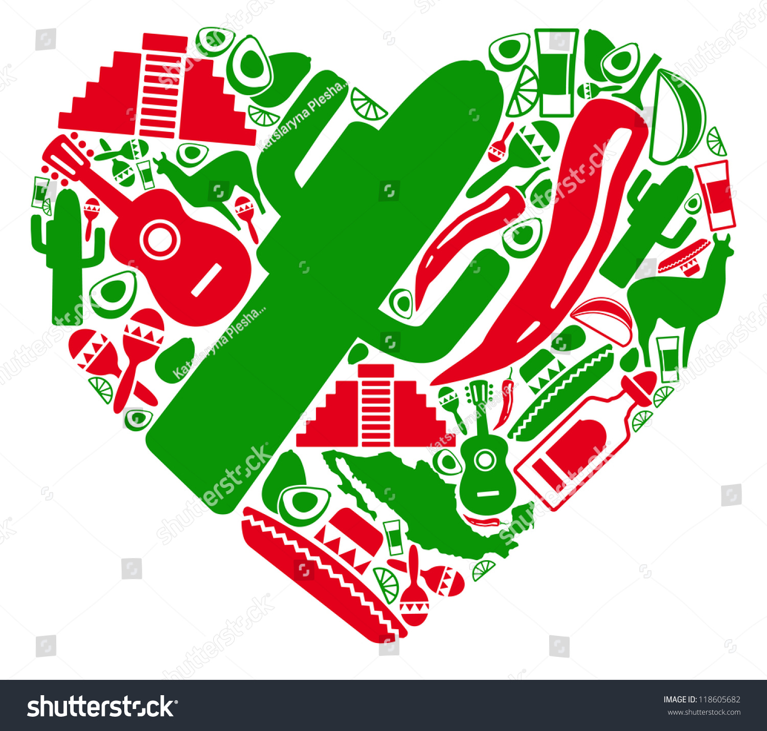 traditional-symbols-of-mexico-in-the-form-of-heart-stock-vector