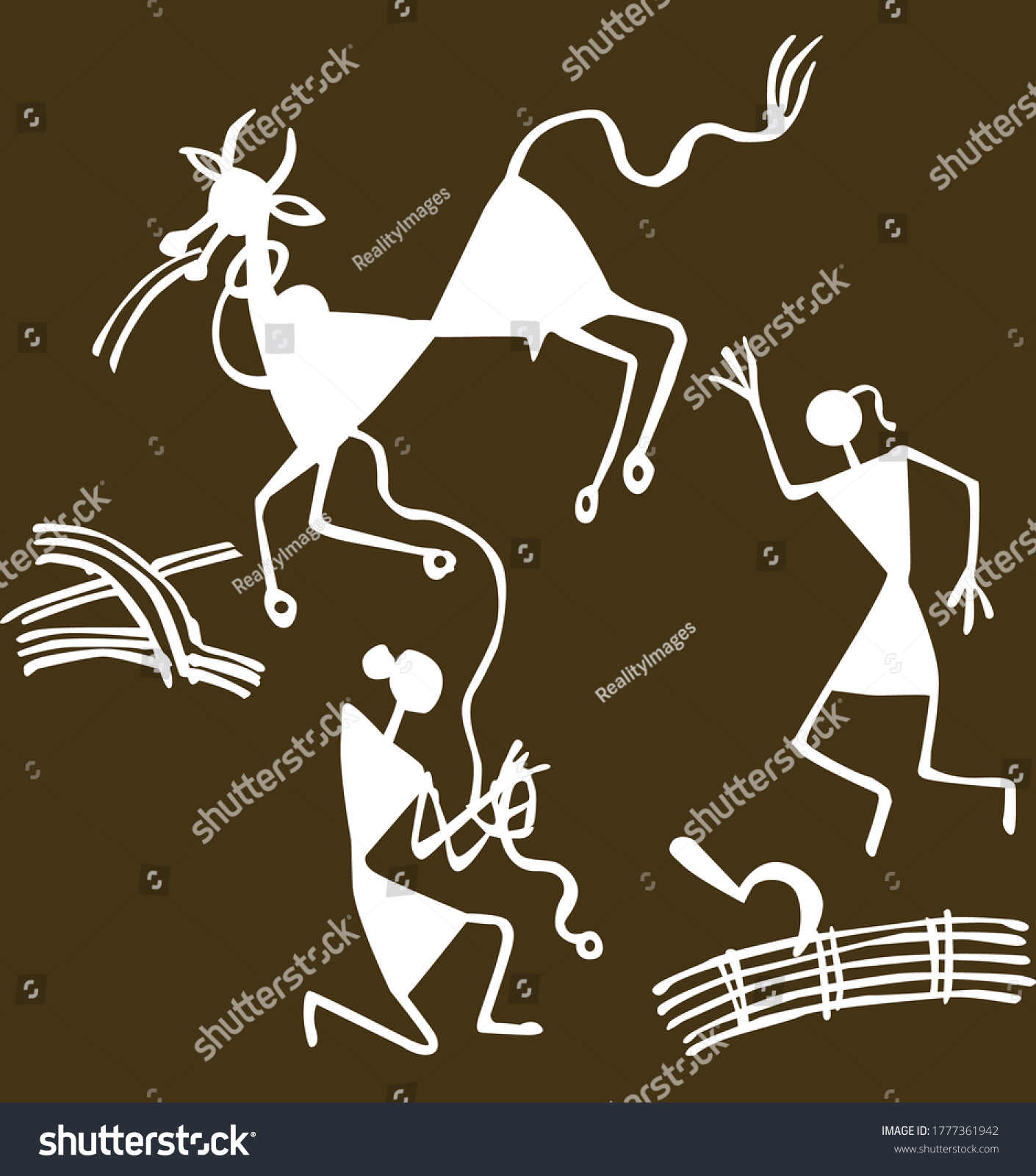 Traditional Warli Painting Northern Maharashtra Stock Vector Royalty