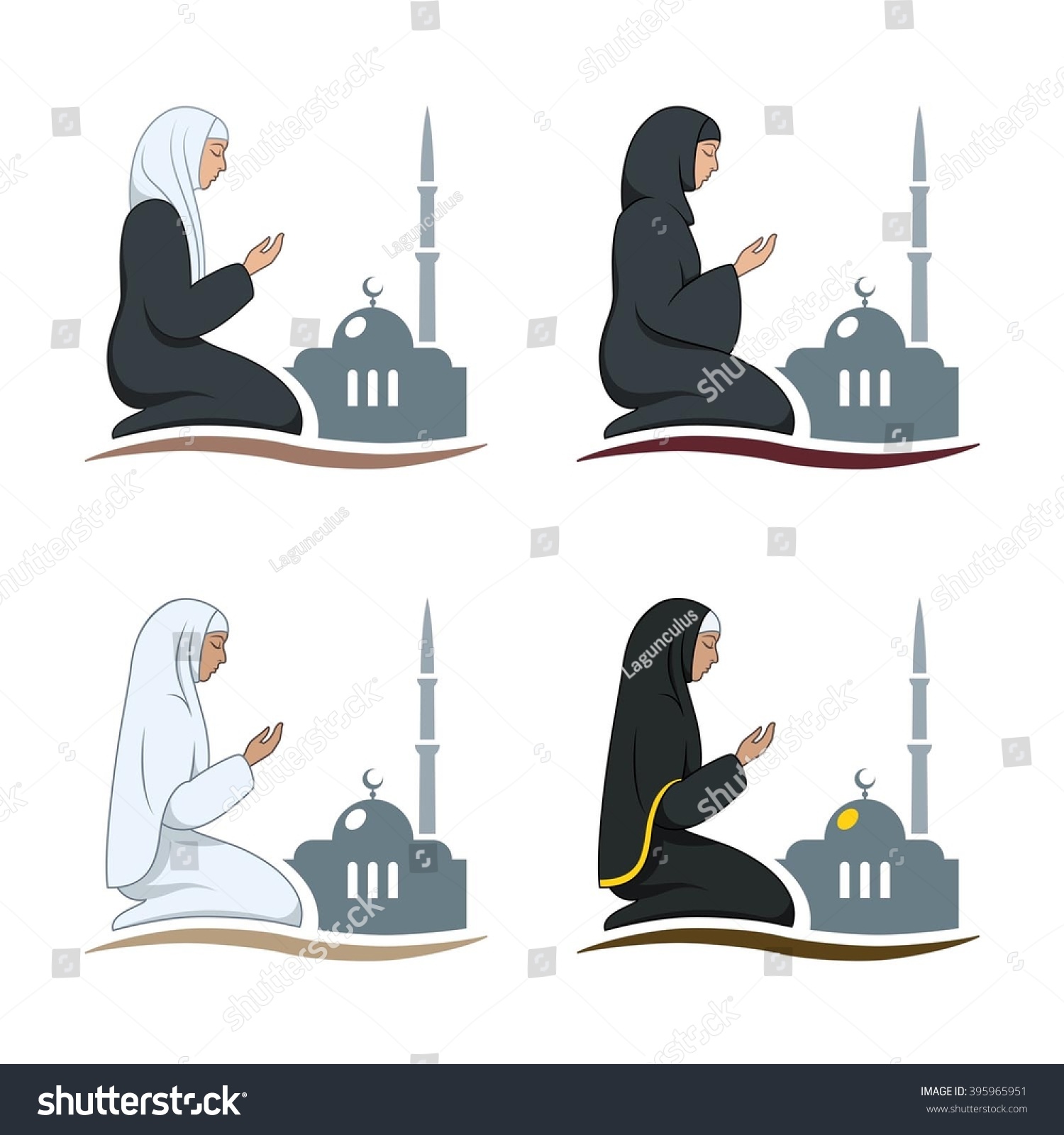 Traditionally Clothed Muslim Man And Woman Making A Supplication Salah