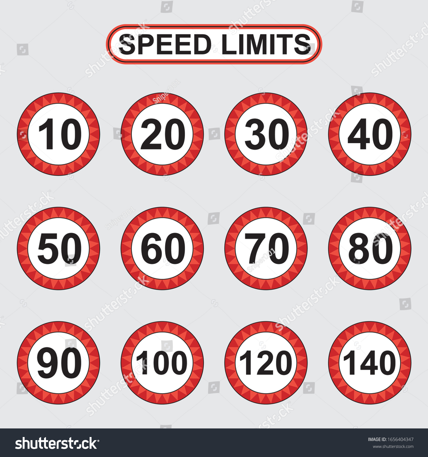 Vektor Stok Traffic Signs Speed Limits Modern Engineering Tanpa