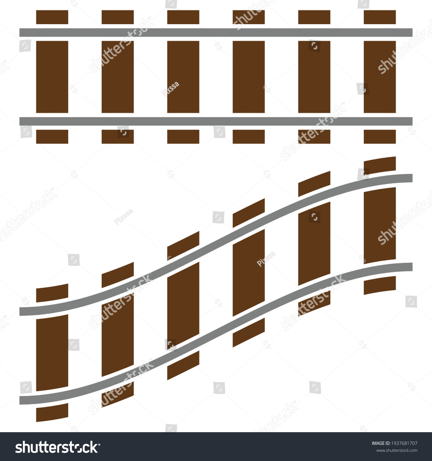 Traintrack Railroad Railway Contour Silhouette Vector Stock Vector