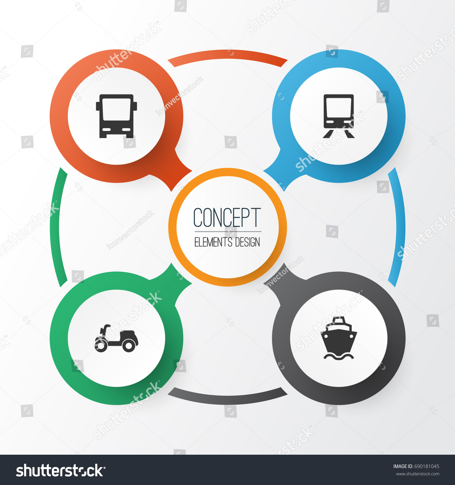 Transportation Icons Set Collection Tanker Omnibus Stock Vector